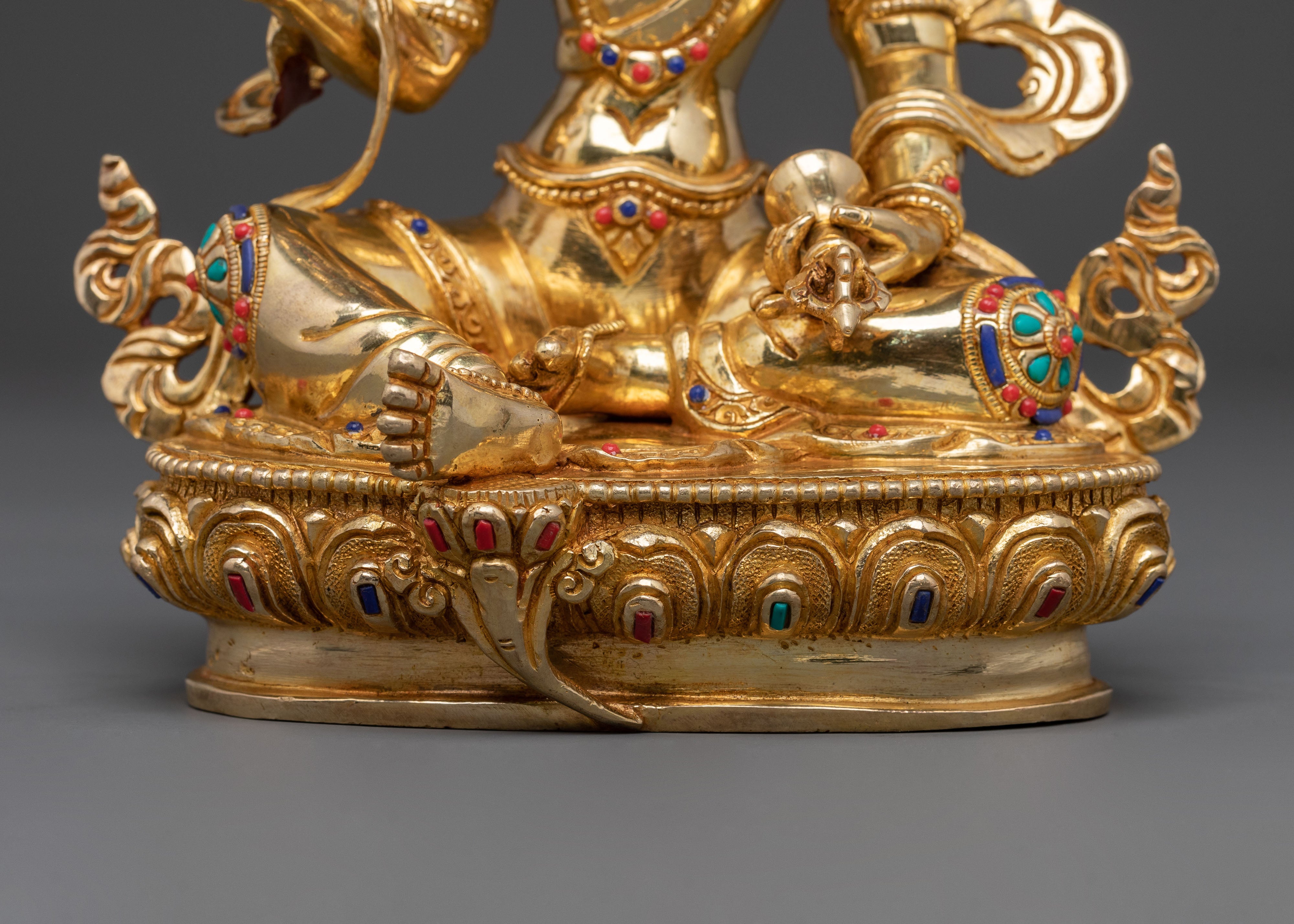 Sitting Machig Labdron Handcrafted Statue, 24K Gold Gilded