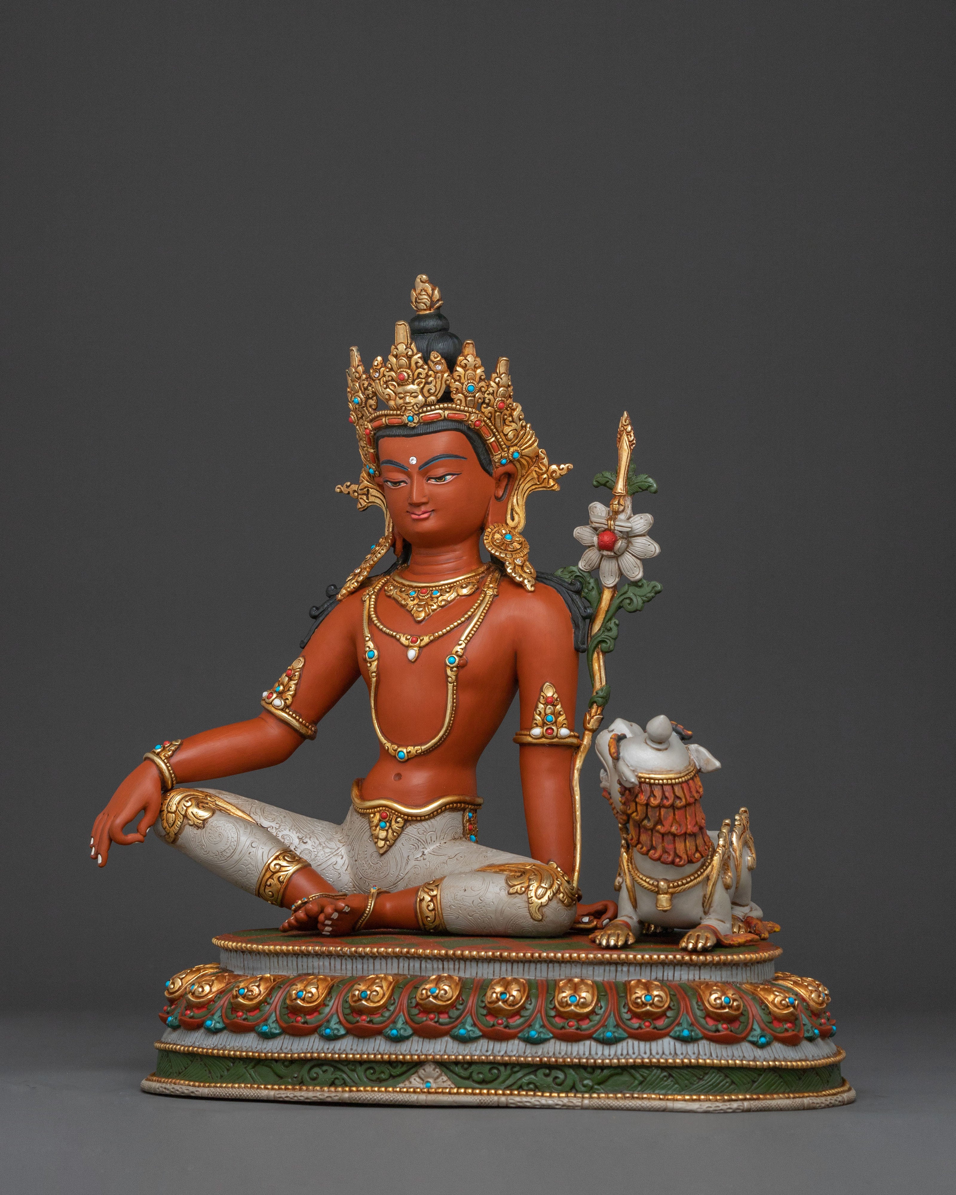 Majestic Wisdom Deity Simhanada Manjushri Statue