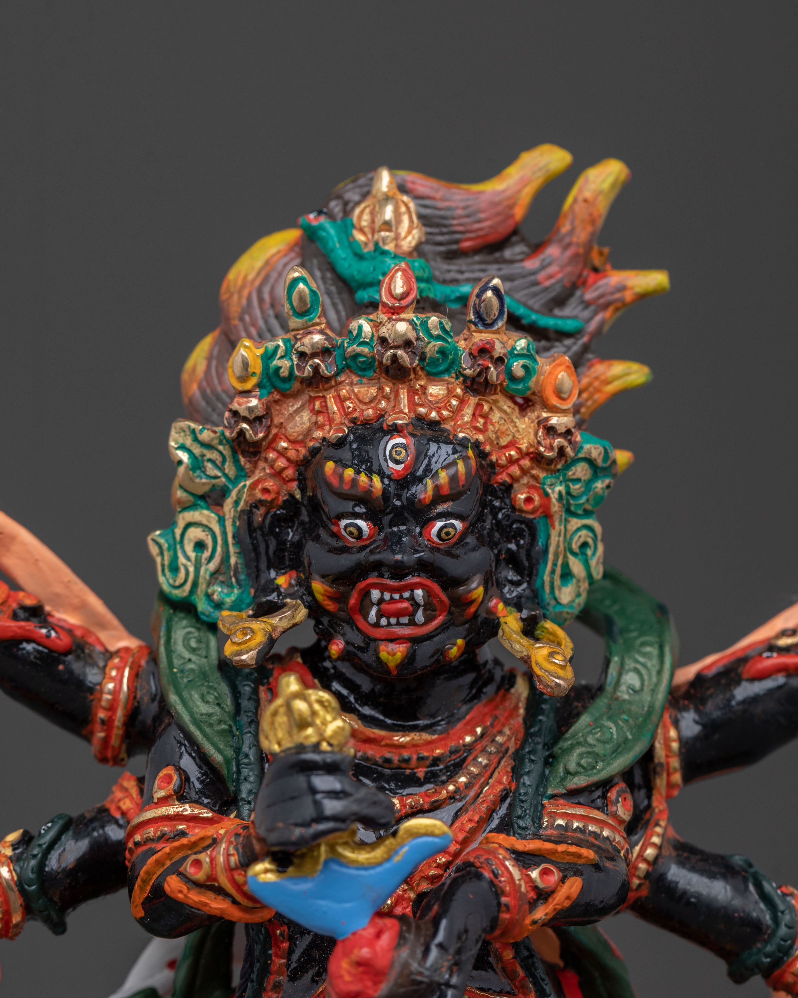 Sacred Statue of Six-Armed Mahakala: Fierce Protector