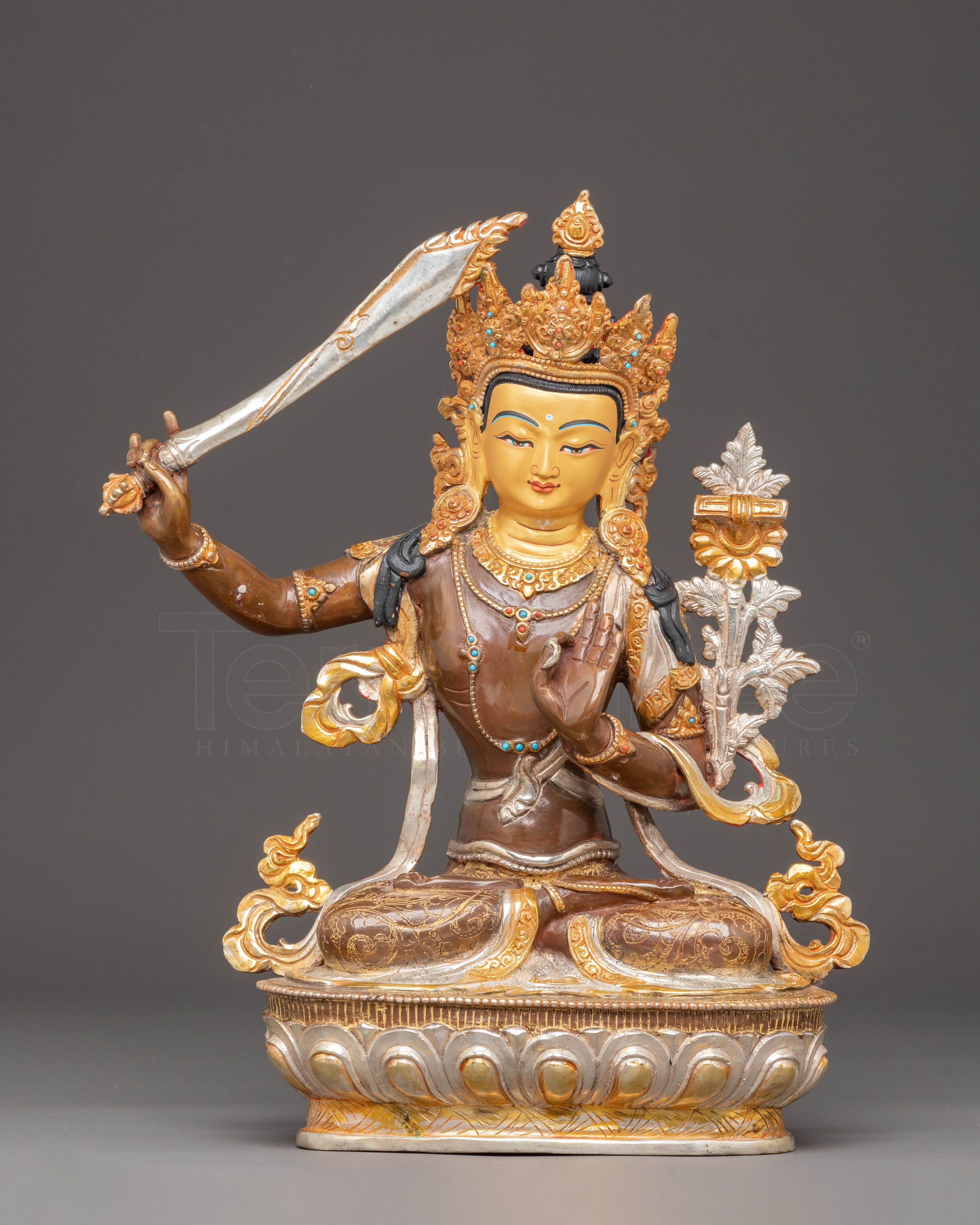 Handmade Manjushri Golden Statue