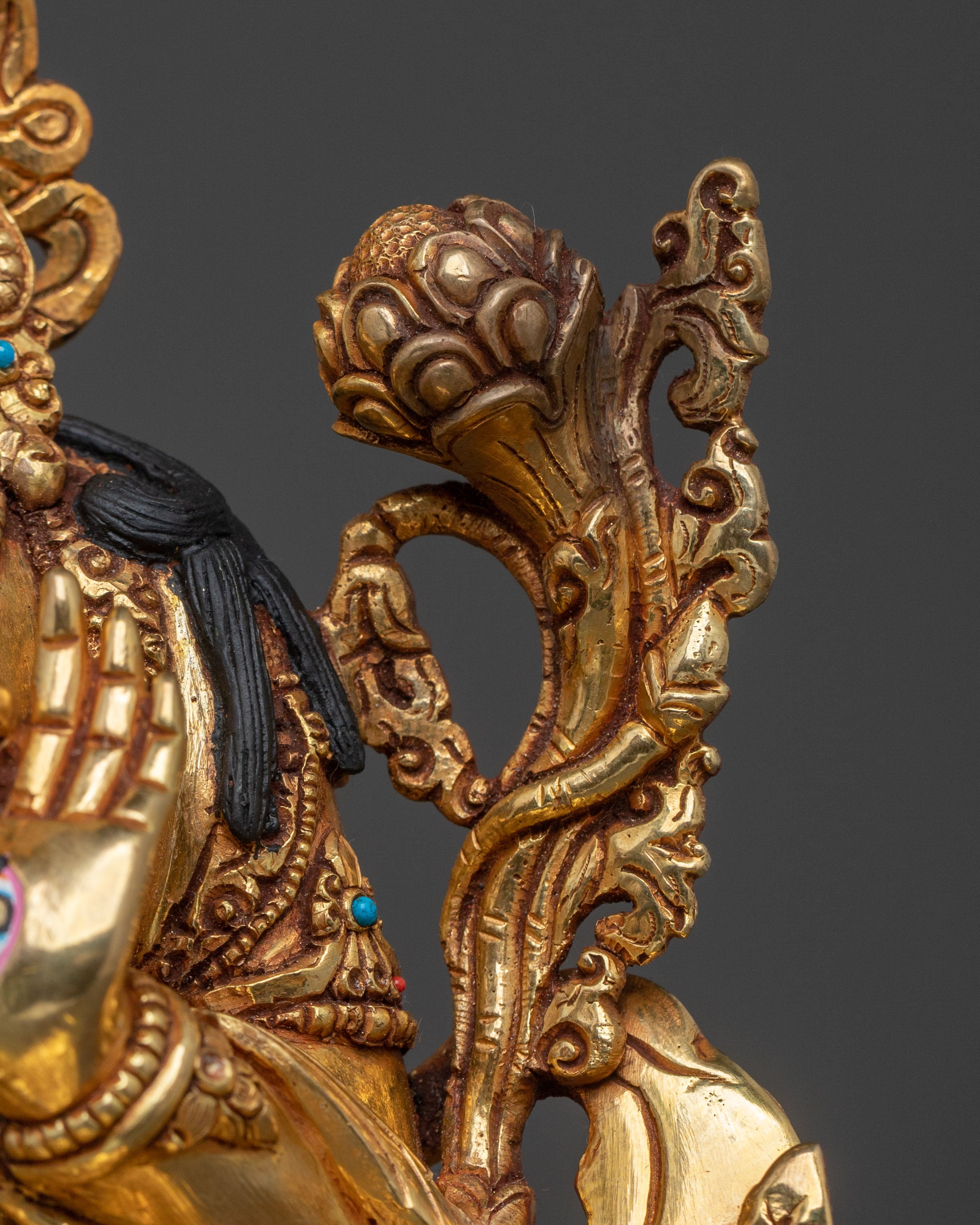 White Tara Figure: 24K Gold Gilded for Spiritual Decor