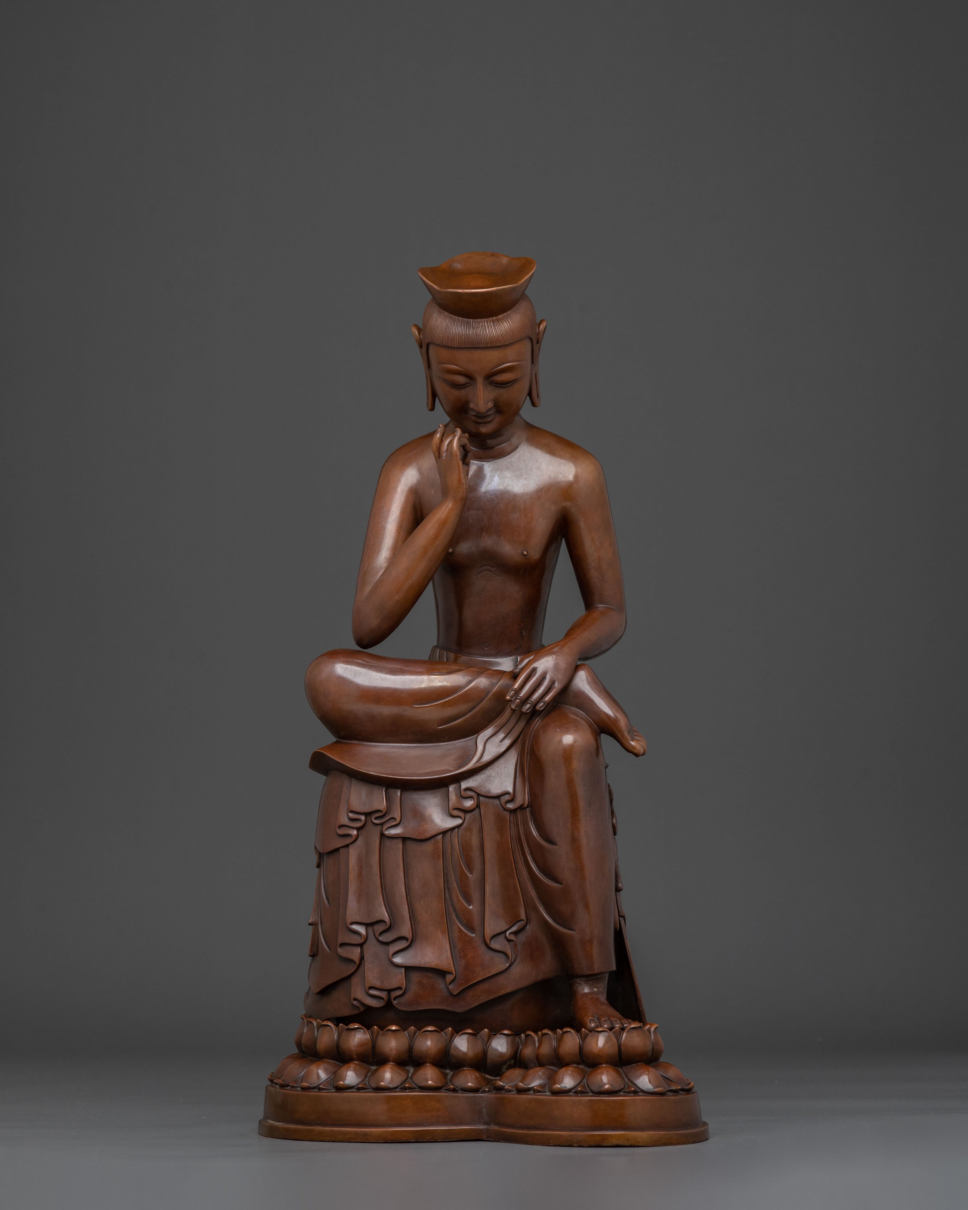 Maitreya Buddha Statue | Oxidized Copper Buddhist Sculpture