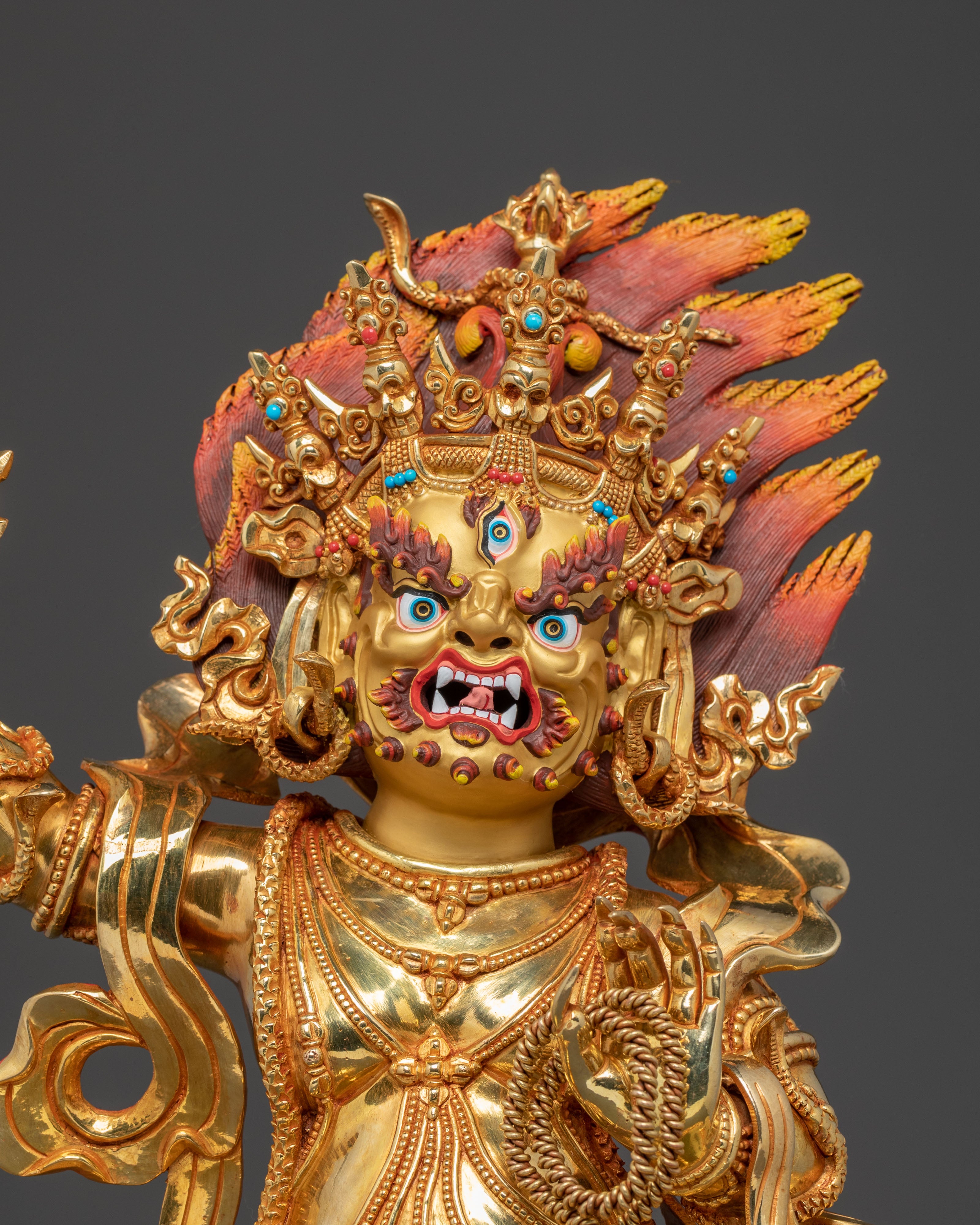 Vajrapani Tibetan Guardian Statue – Gilded Copper Art