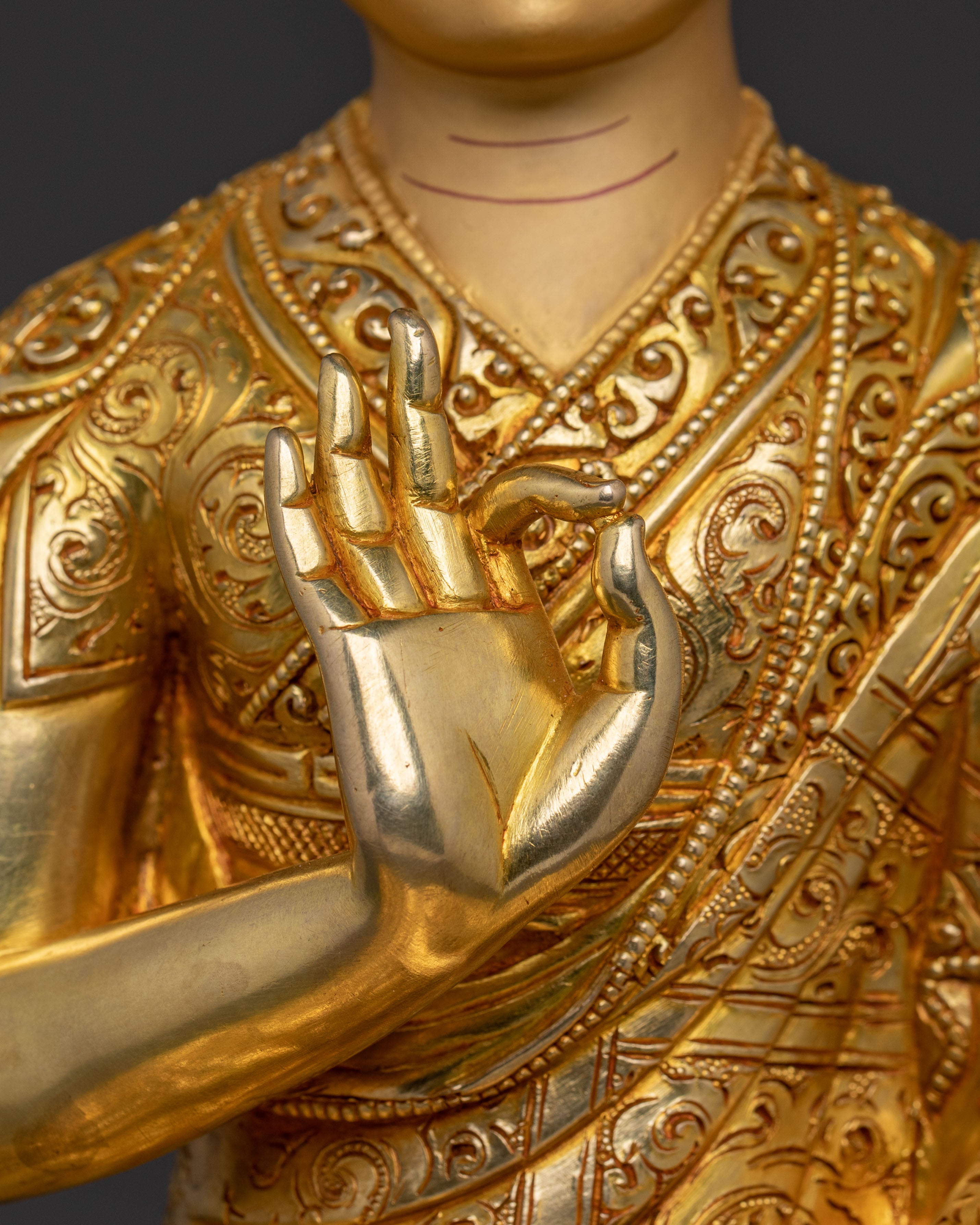 Master Je Tsongkhapa with Disciples Statue Set | Gilded Copper Artistry