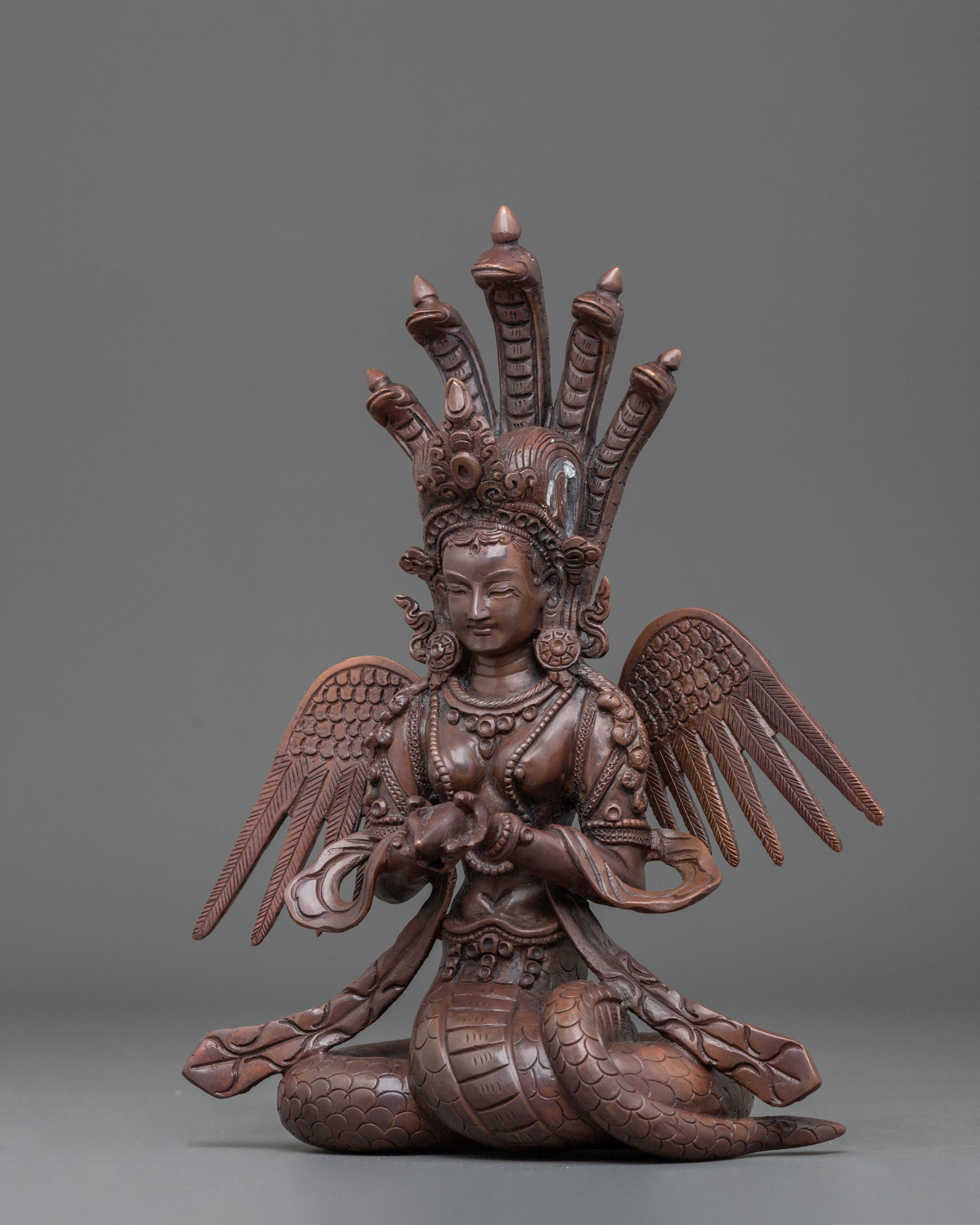 Handmade Nagkanya Sculpture: Serpent Goddess of Protection and Wisdom