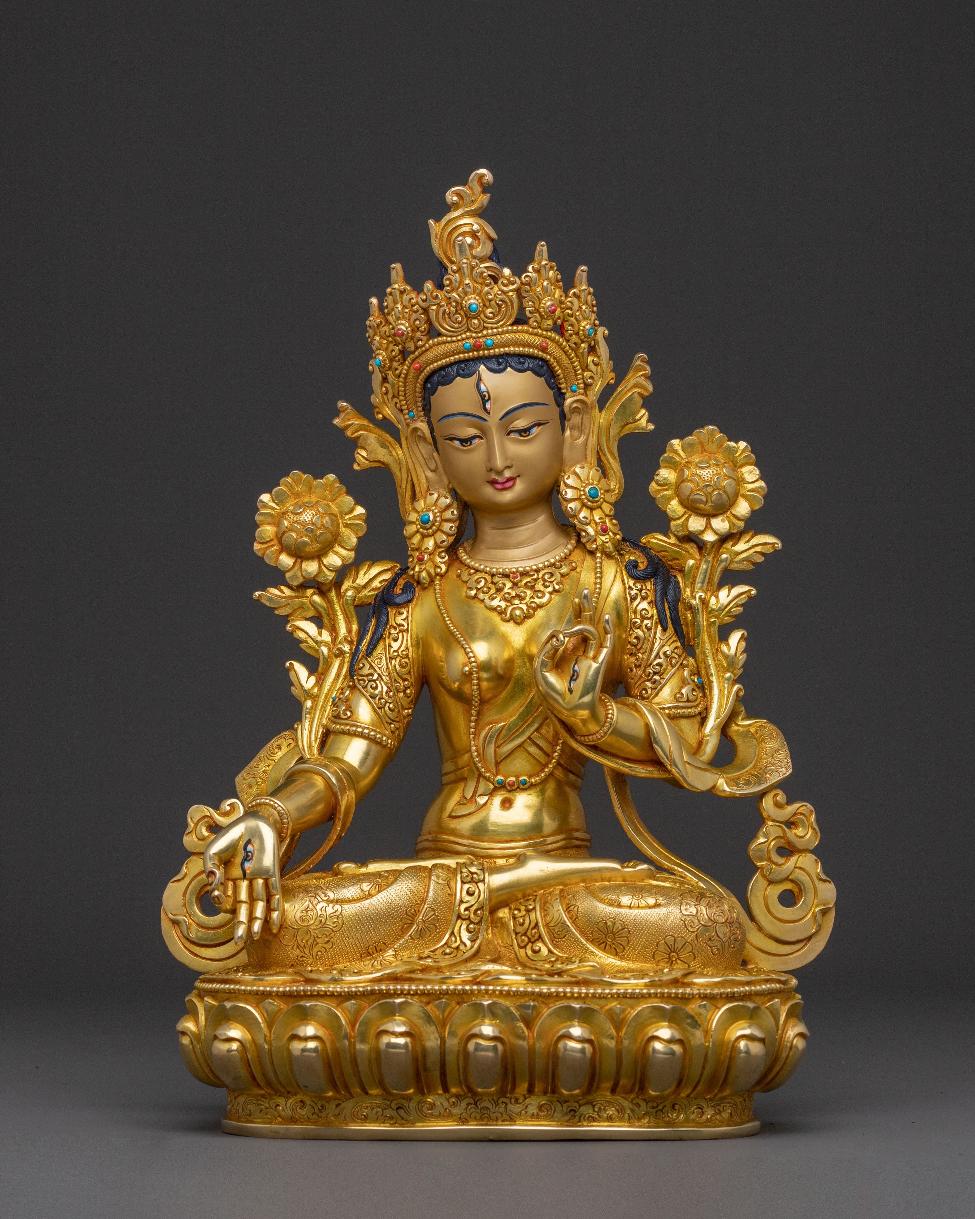 White Tara: Serene Gilded Copper Statue
