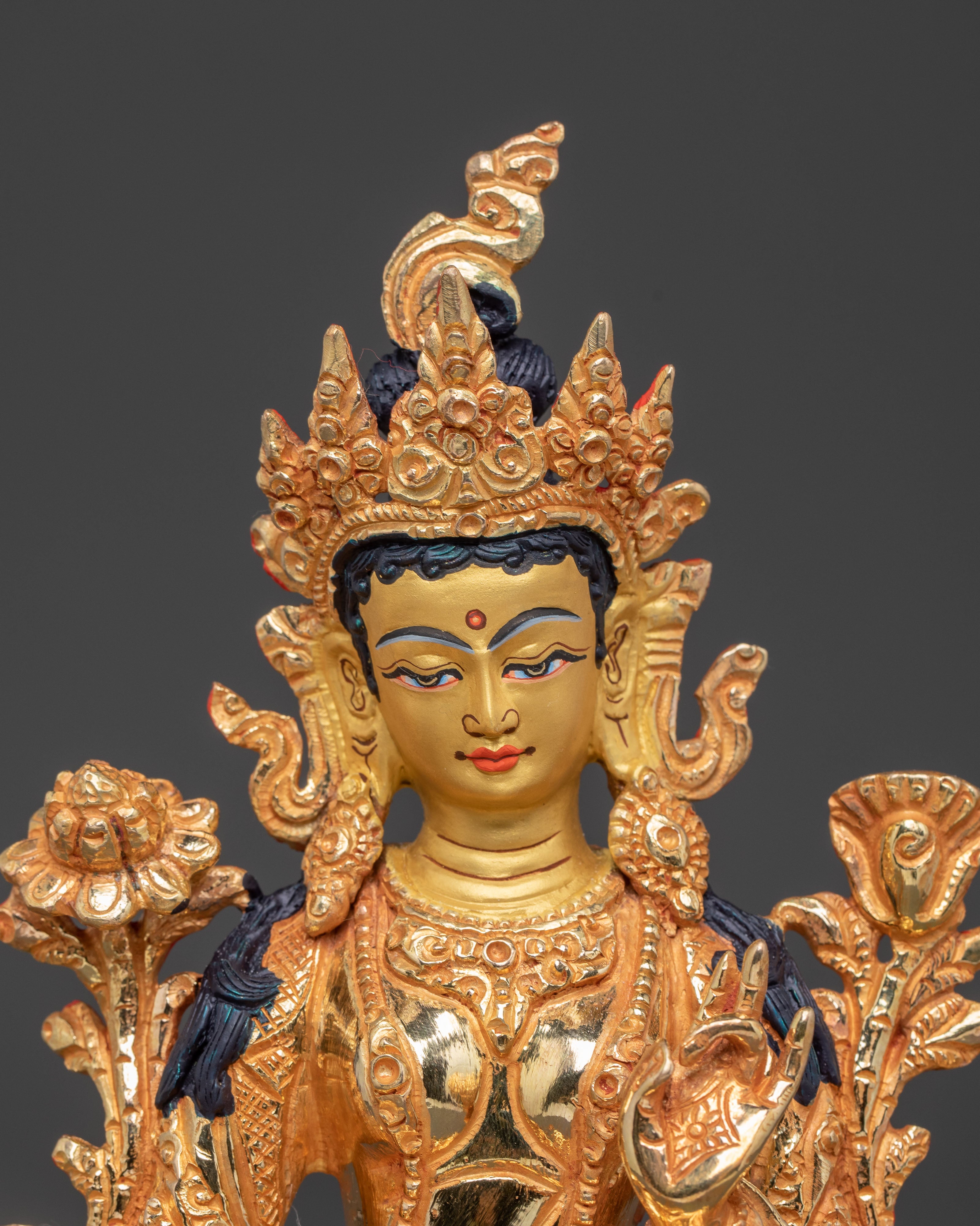Divine Shyama Tara Golden Statue – Handcrafted Serenity
