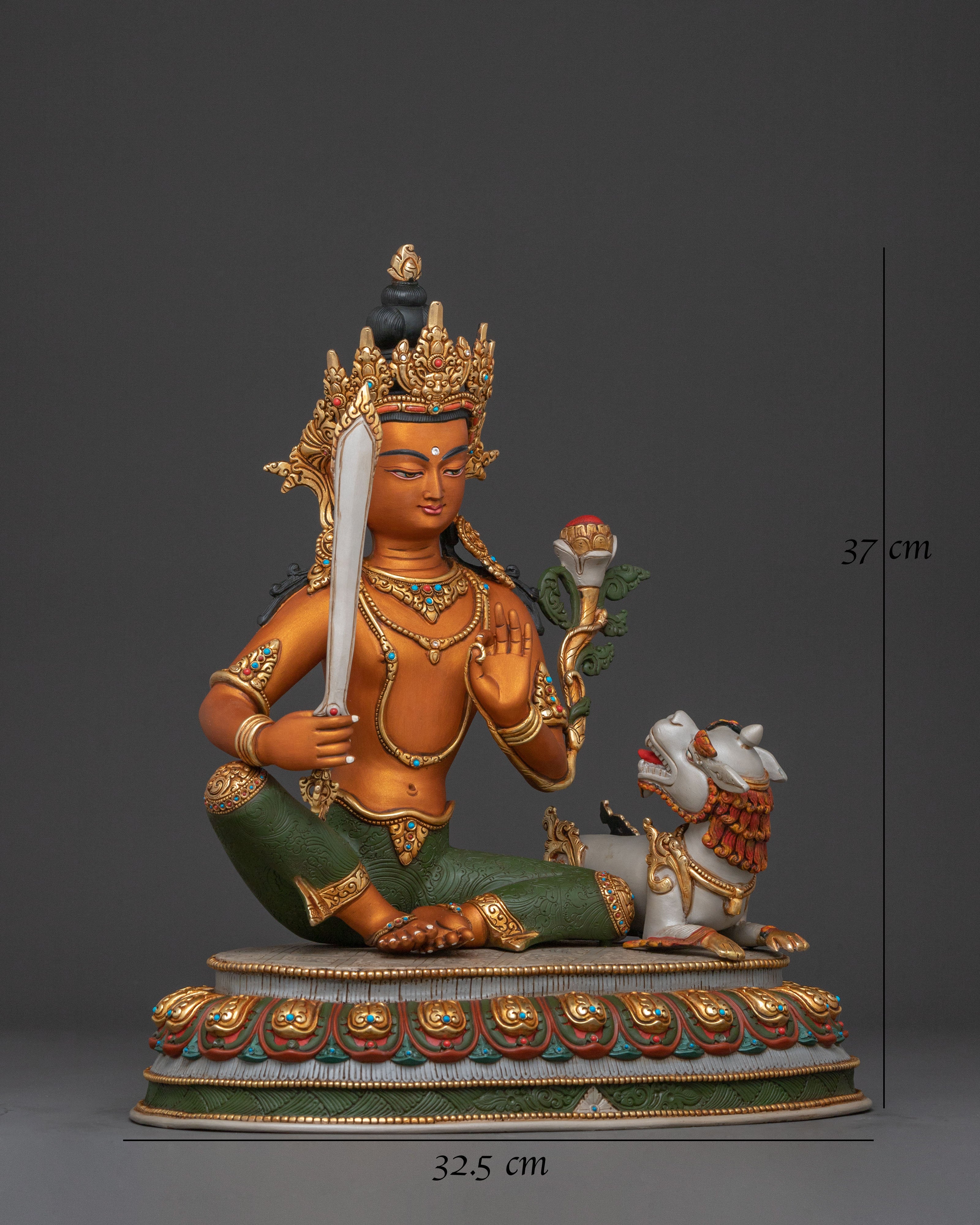 Simhanada Manjushri Buddhist Handcrafted Statue