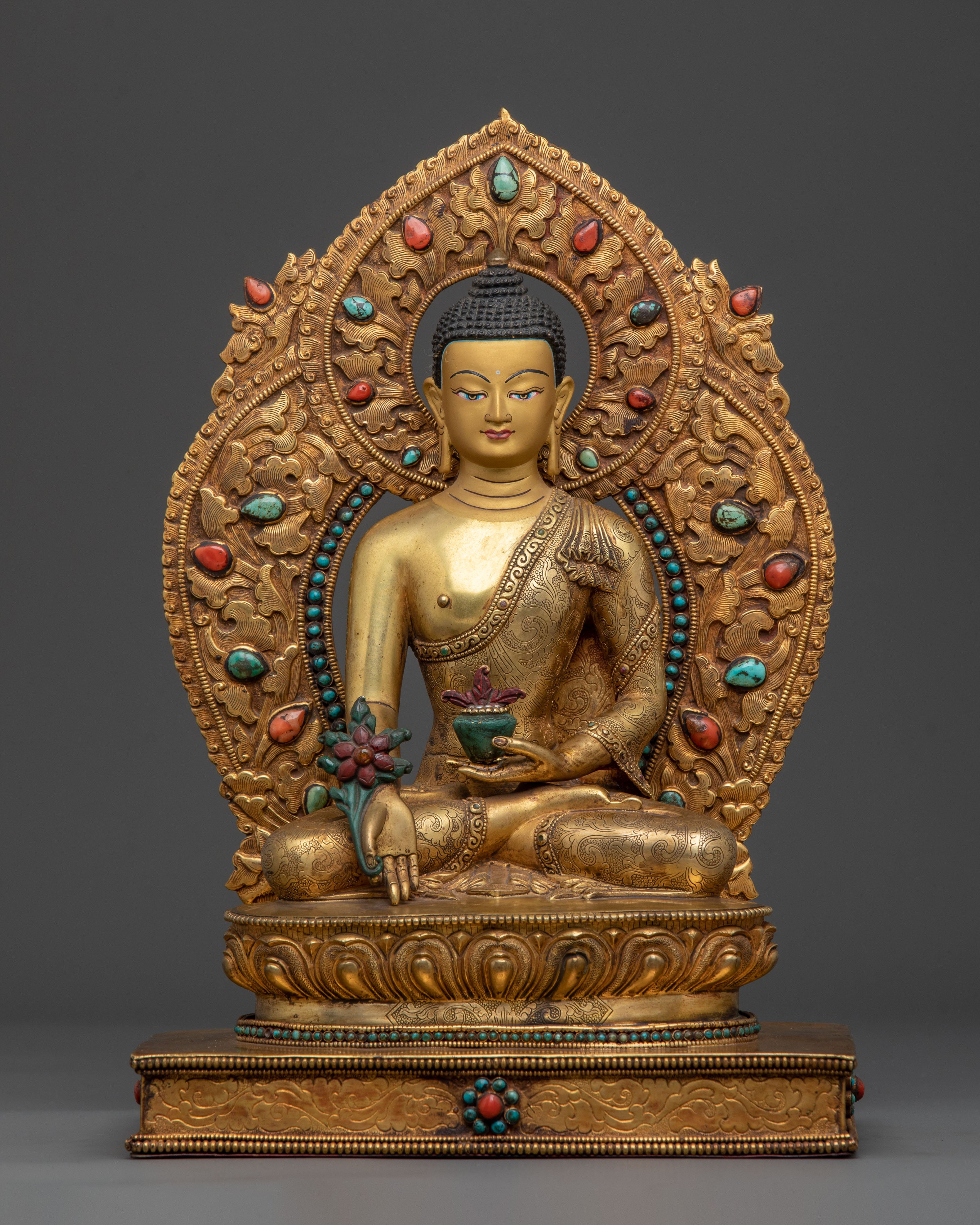 Sacred Three Buddha Handcrafted Statue Set in Premium 24K Gold