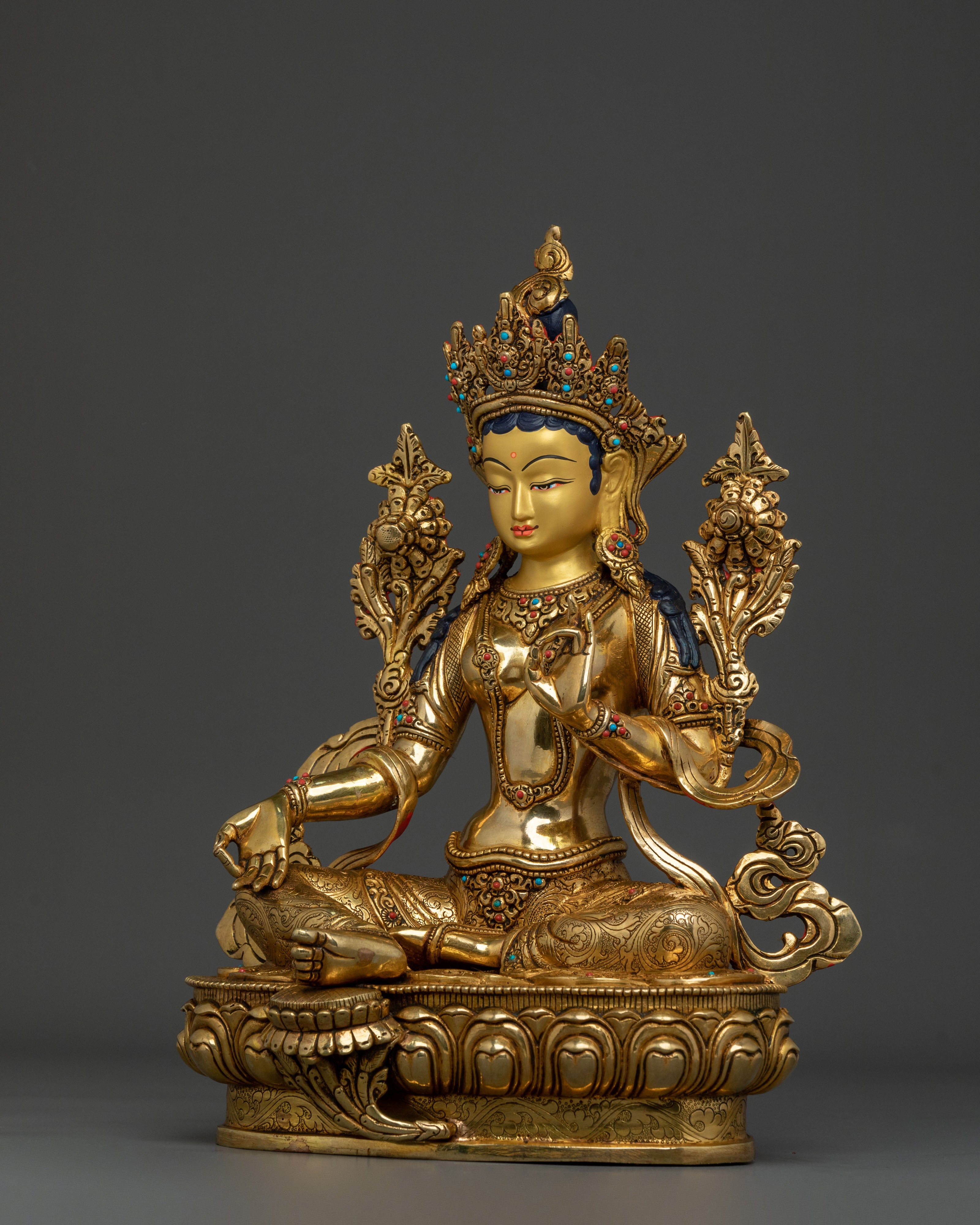 Sacred Traditional Green Tara Statue | Buddhist Goddess