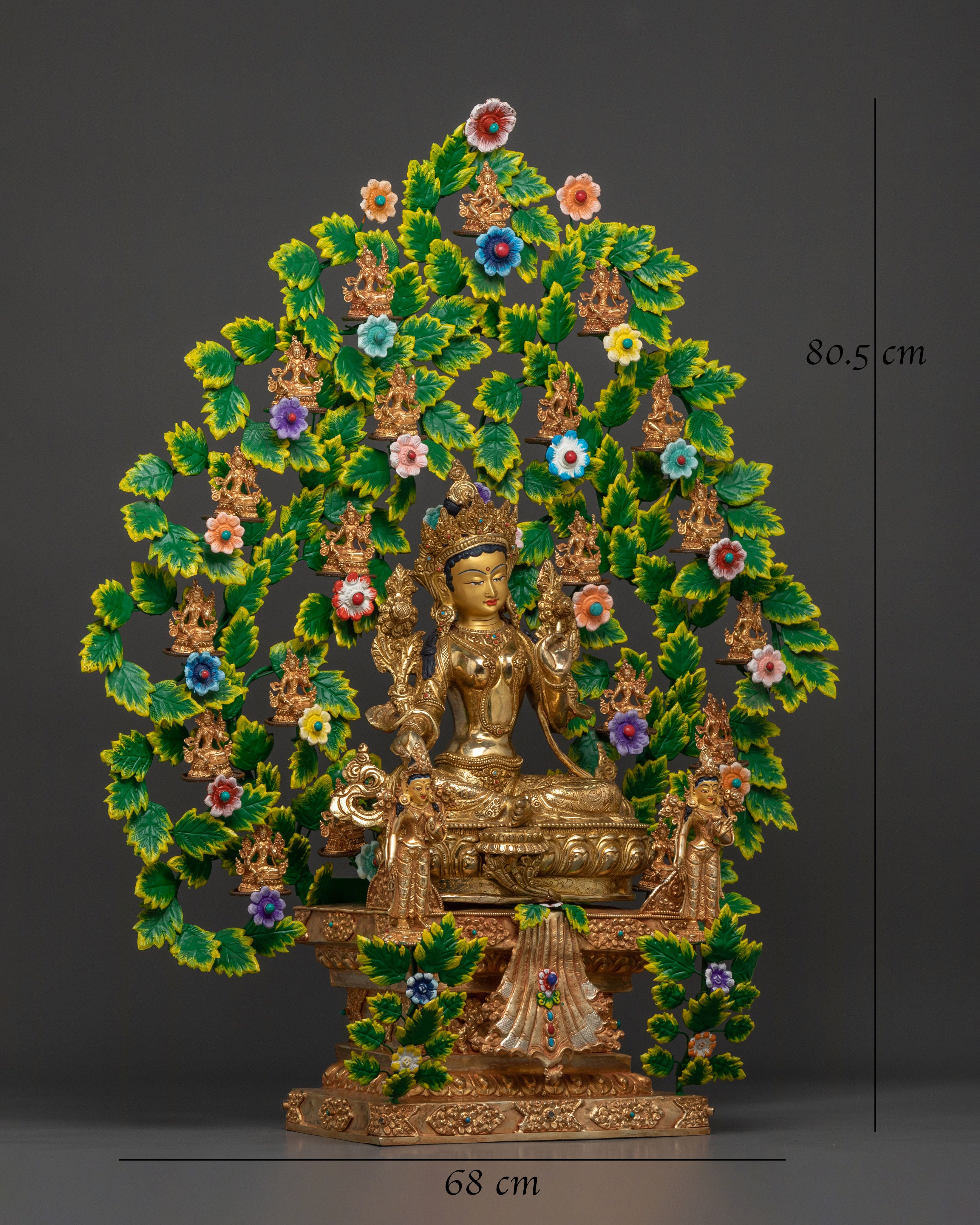 Twenty One Tara Buddhist Goddess Statue Set in 24K Gold