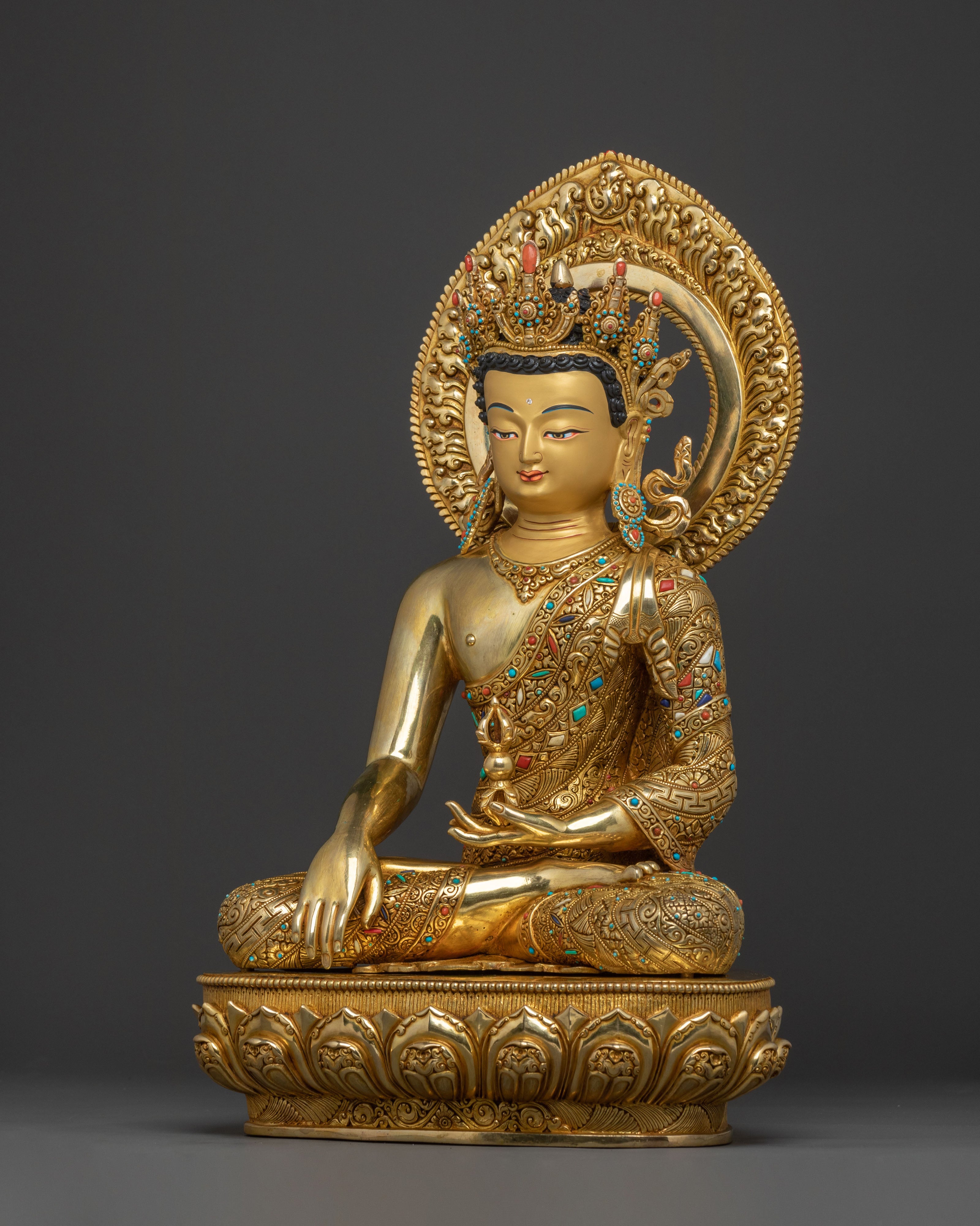 Crowned Mitrugpa Sacred Statue with 24K Gold Glided