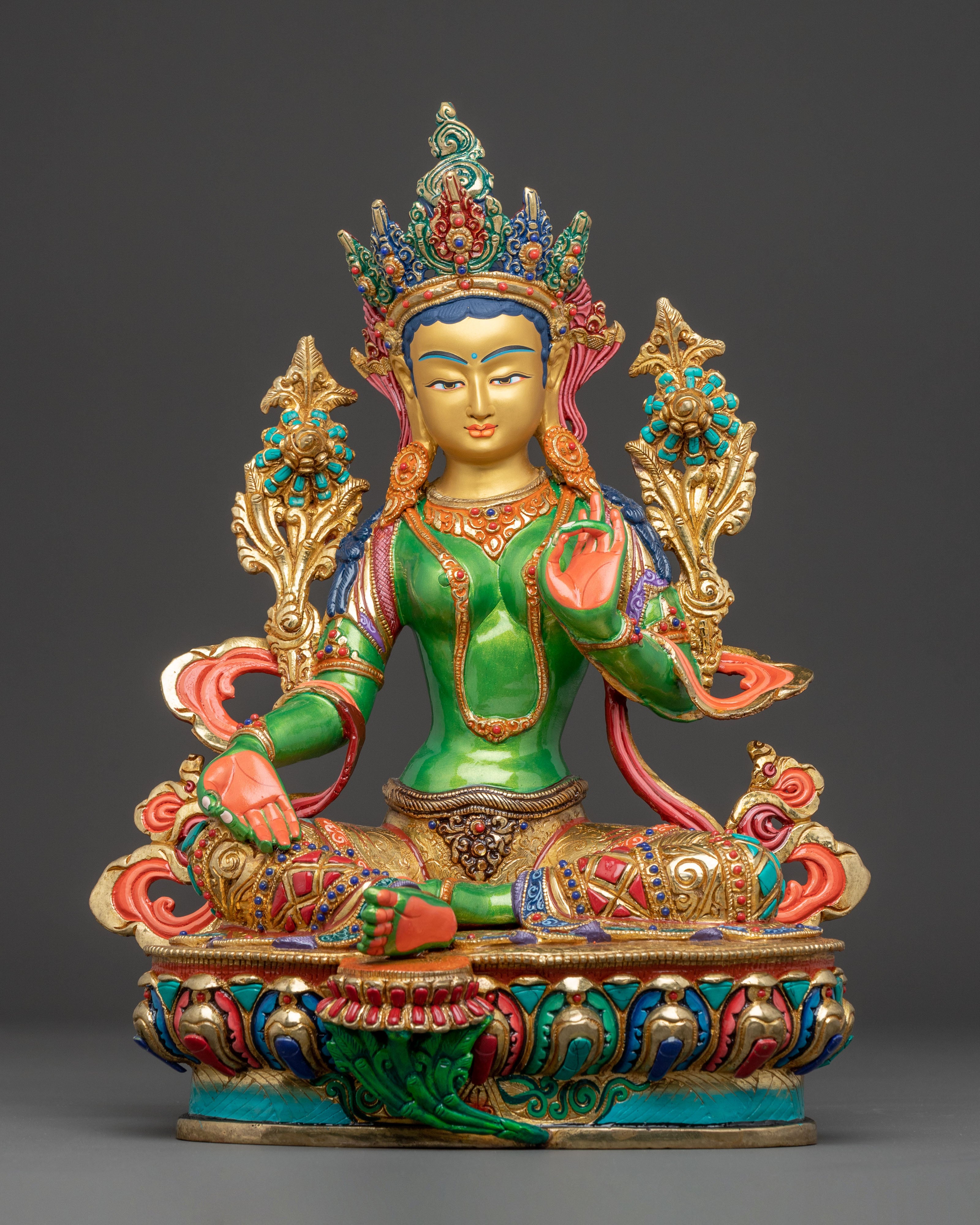 Handmade Mother Green Tara Statue | Compassion Goddess