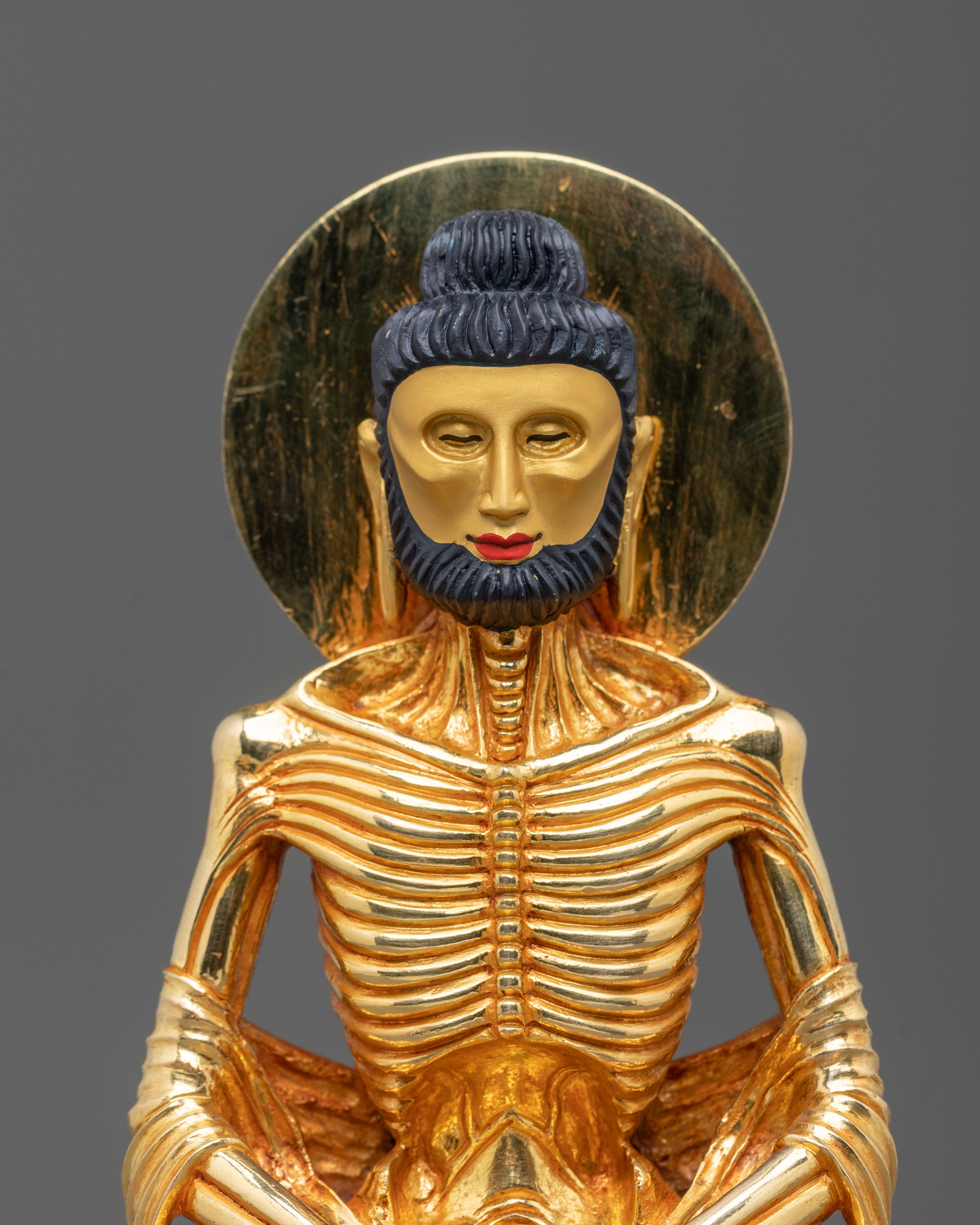 Fasting Buddha Statue | 24K Gold Gilded Figurine
