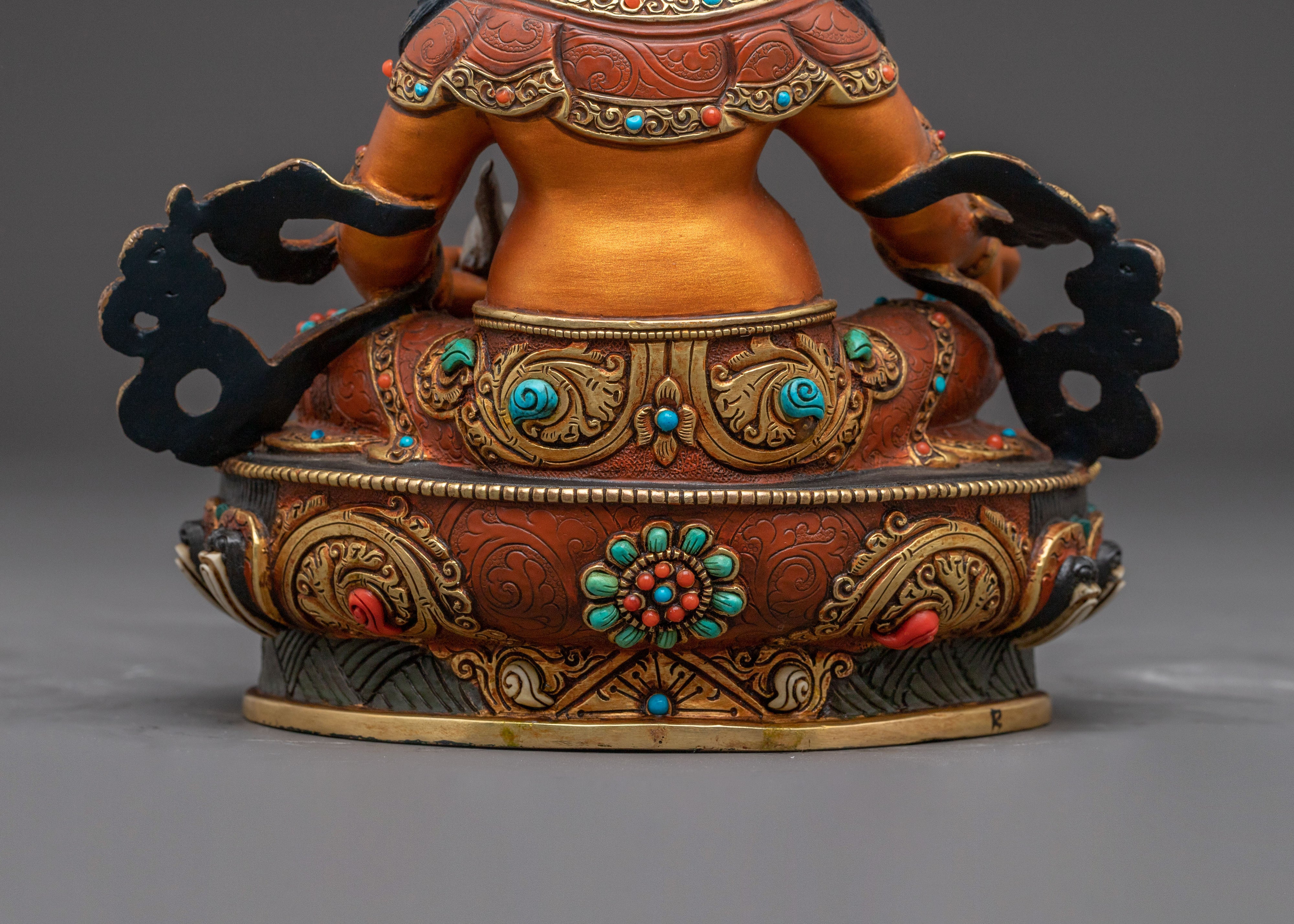 24K Gold Gilded Copper Dzambhala Statue – Exquisite Artisanal Masterpiece