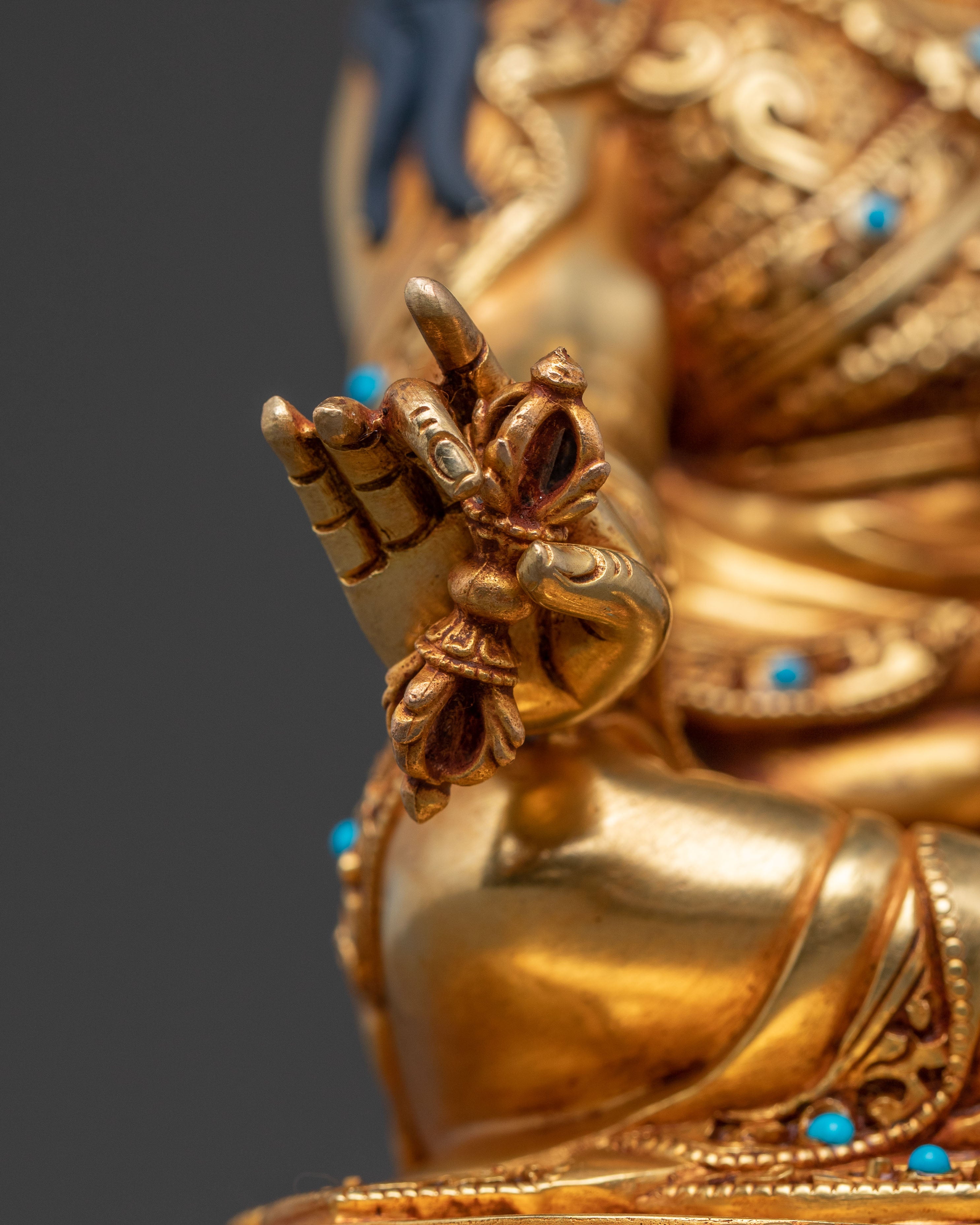 Handcrafted Guru Rinpoche Sacred Statue | 24K Gold Gilded Sculpture
