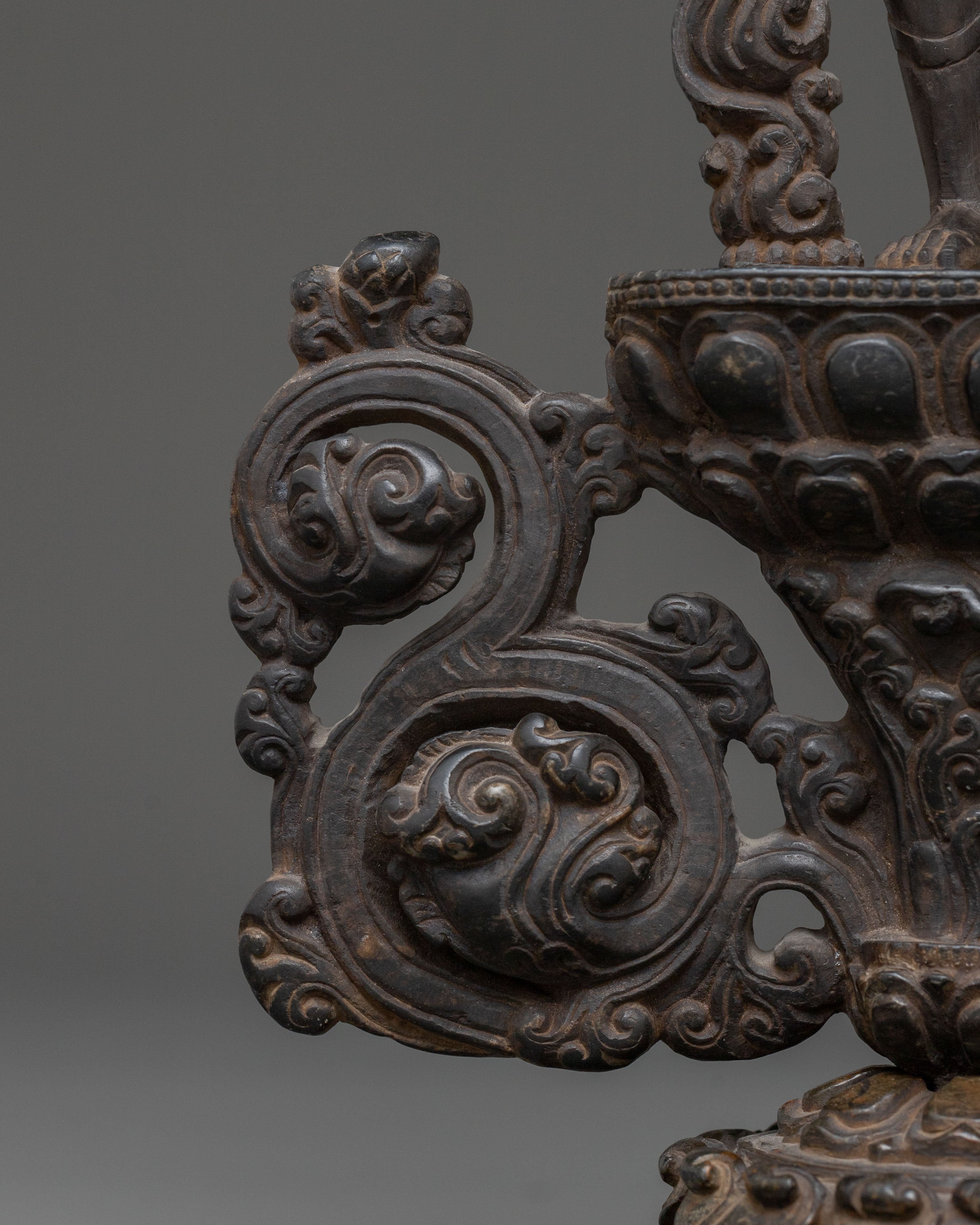 Padmapani Sacred Statue | Black Stone Body