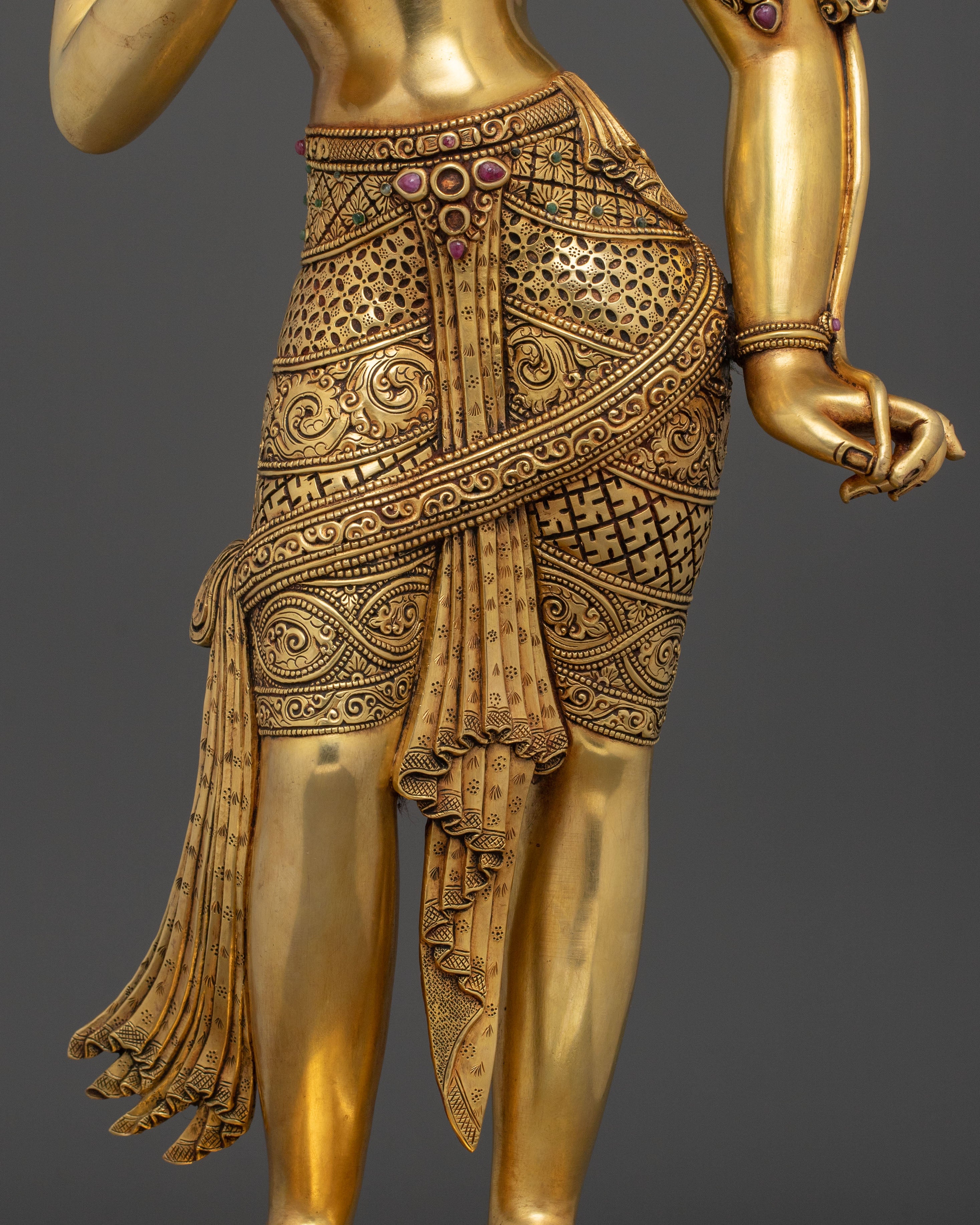 Standing Green Tara with 24K Gold Gilding