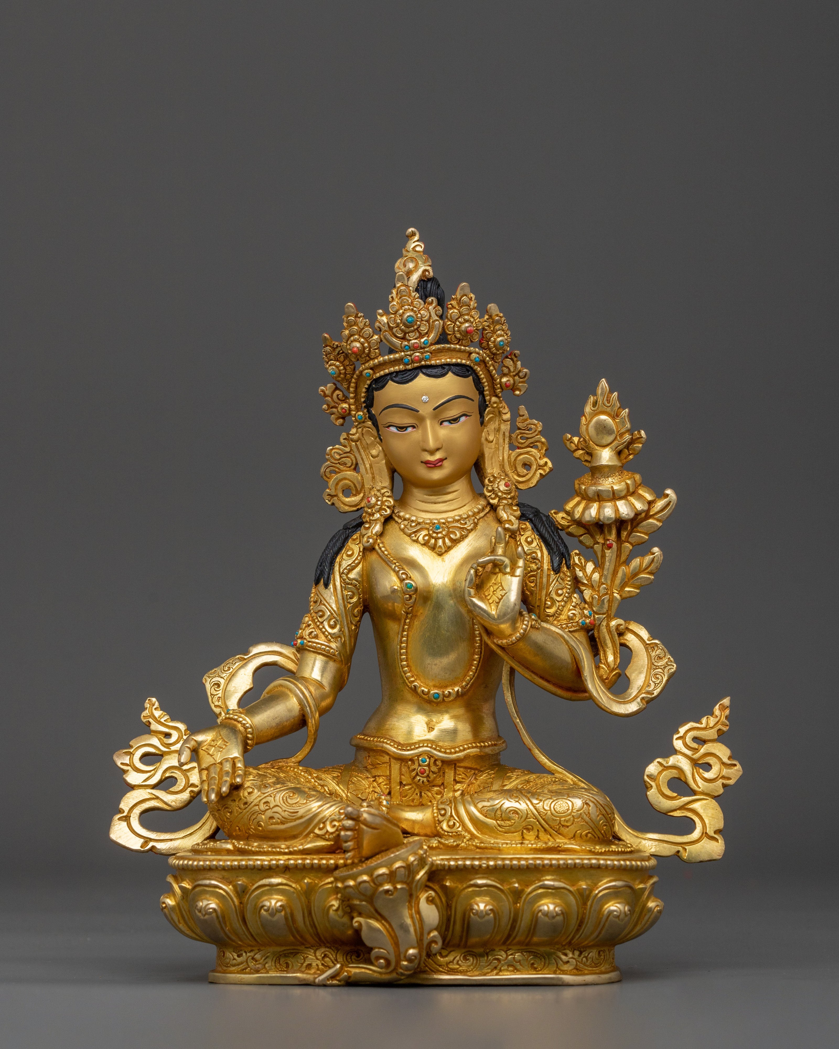 Traditional Tibetan 21 Tara Sculptures | 24K Gold Gilded Sacred Set