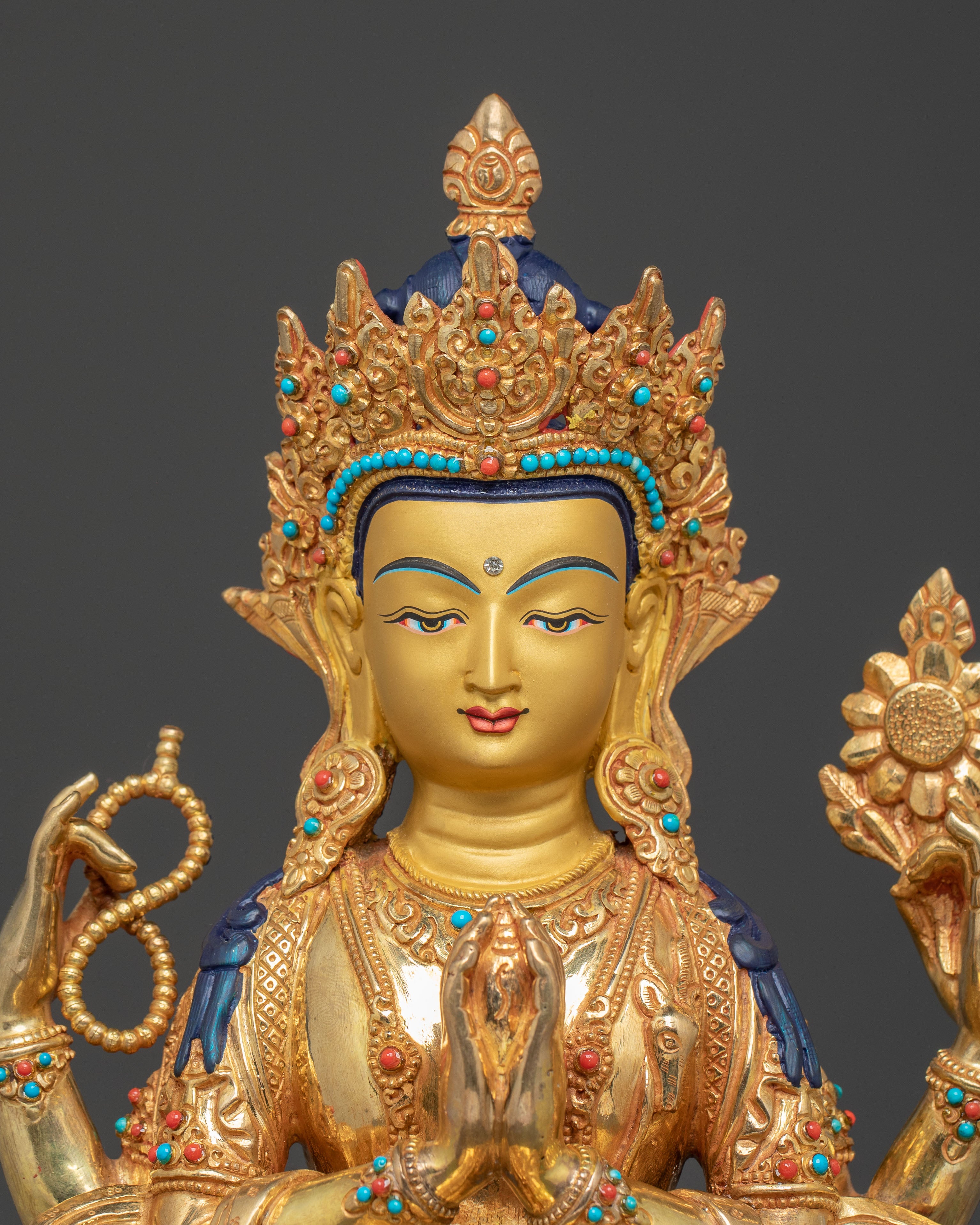 Golden Chenrezig Statue of Compassion | Bodhisattva of Compassion