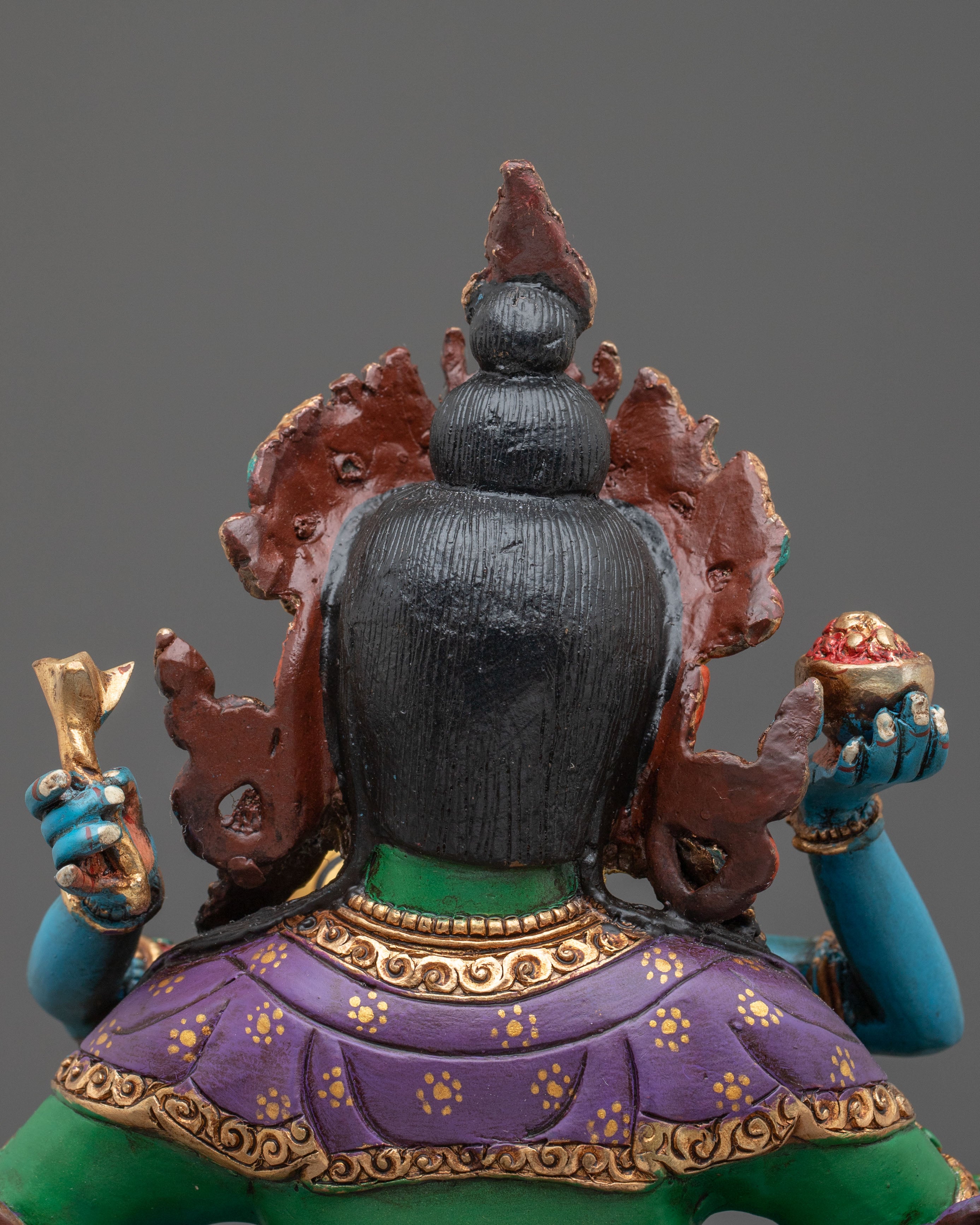 Green Dzambhala Statue | Copper Figurine of Wealth Deity