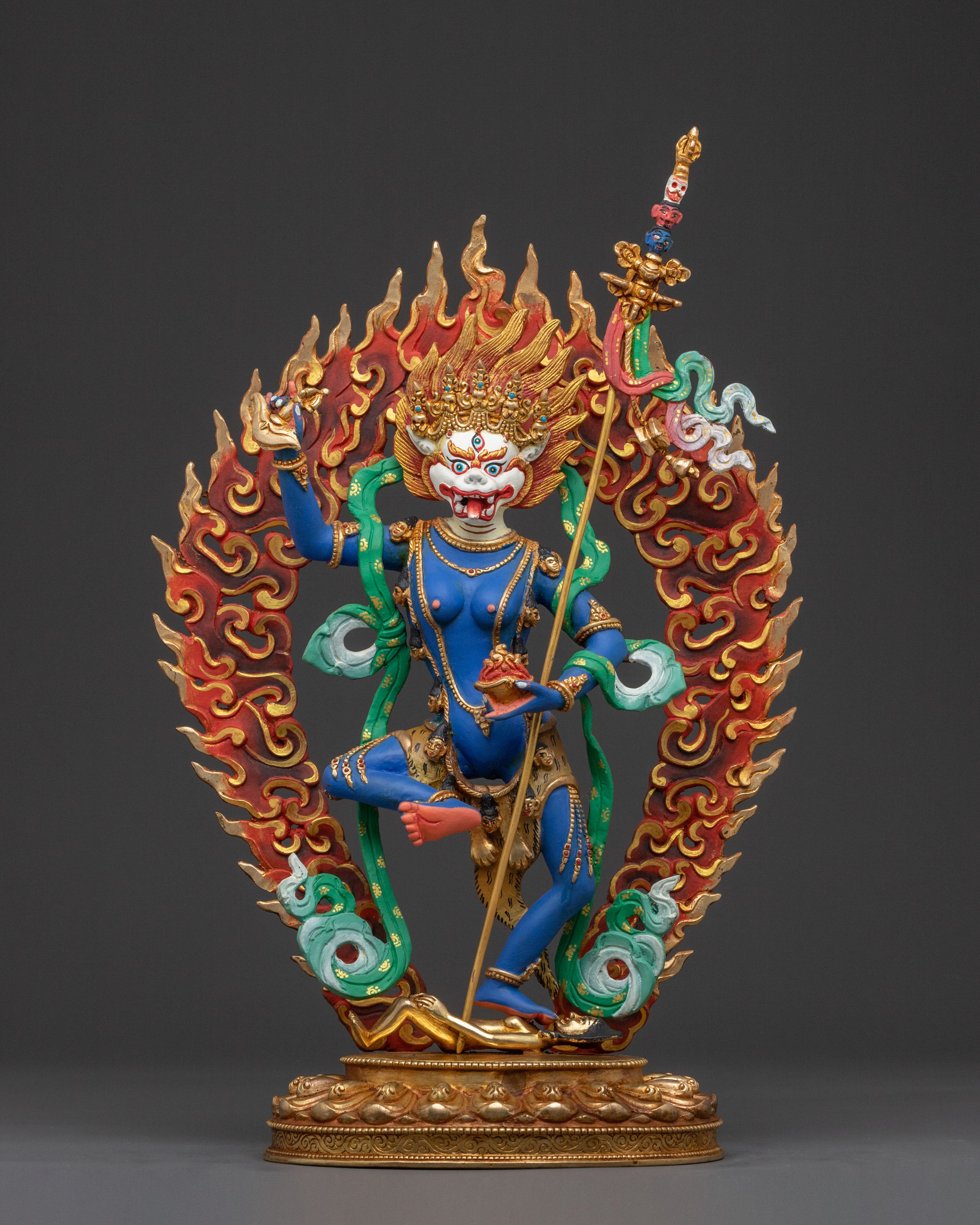 24K Gold Gilded Shima Mukha Statue | Radiant Wisdom