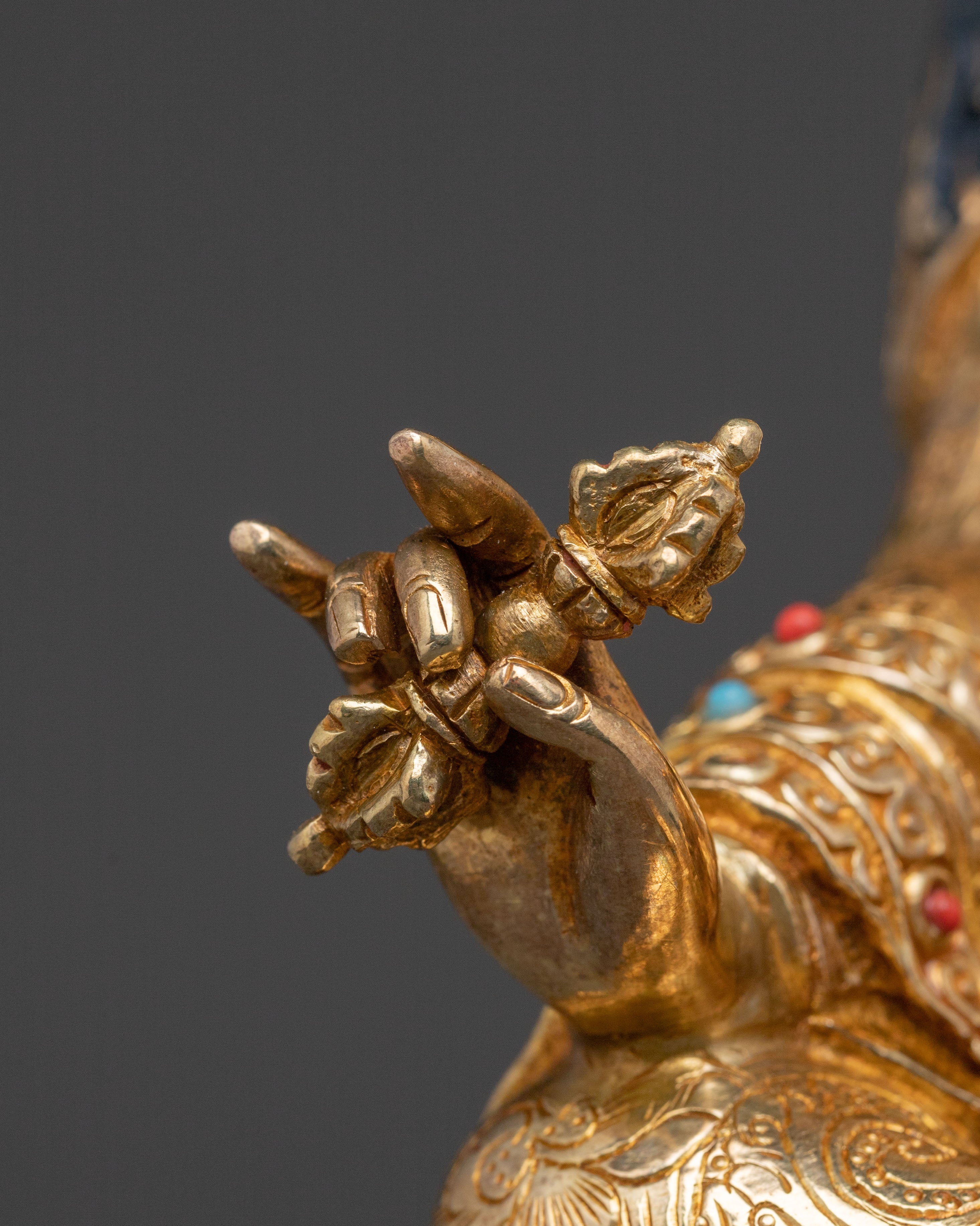 Lotus Born Guru Rinpoche Sacred Statue – Gold Gilded Statue