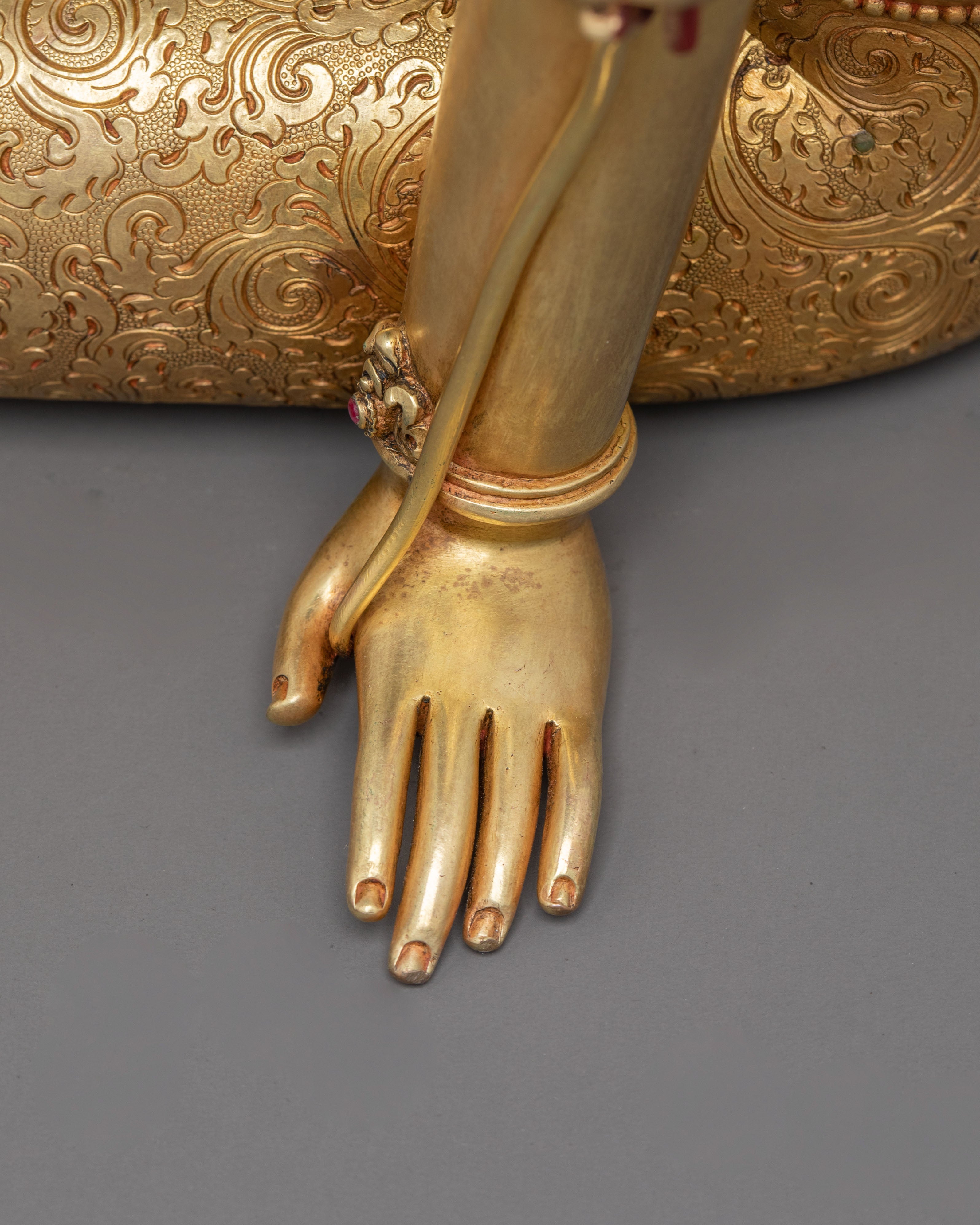 Handmade Bodhisattva Lokeshwor Statue | 24K Gold Gilded Sculpture