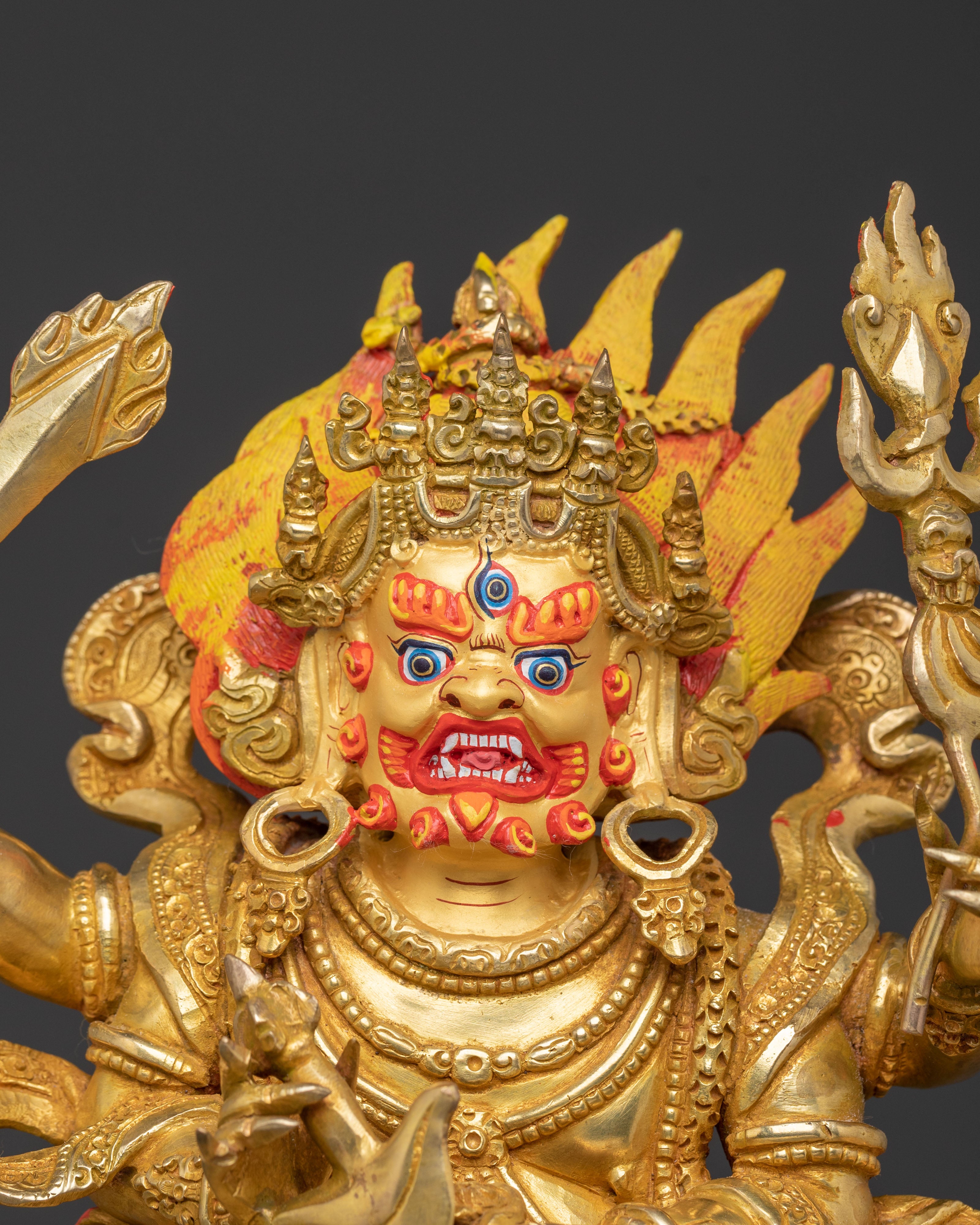Four Armed Mahakala | Hand-Gilded Copper Statue