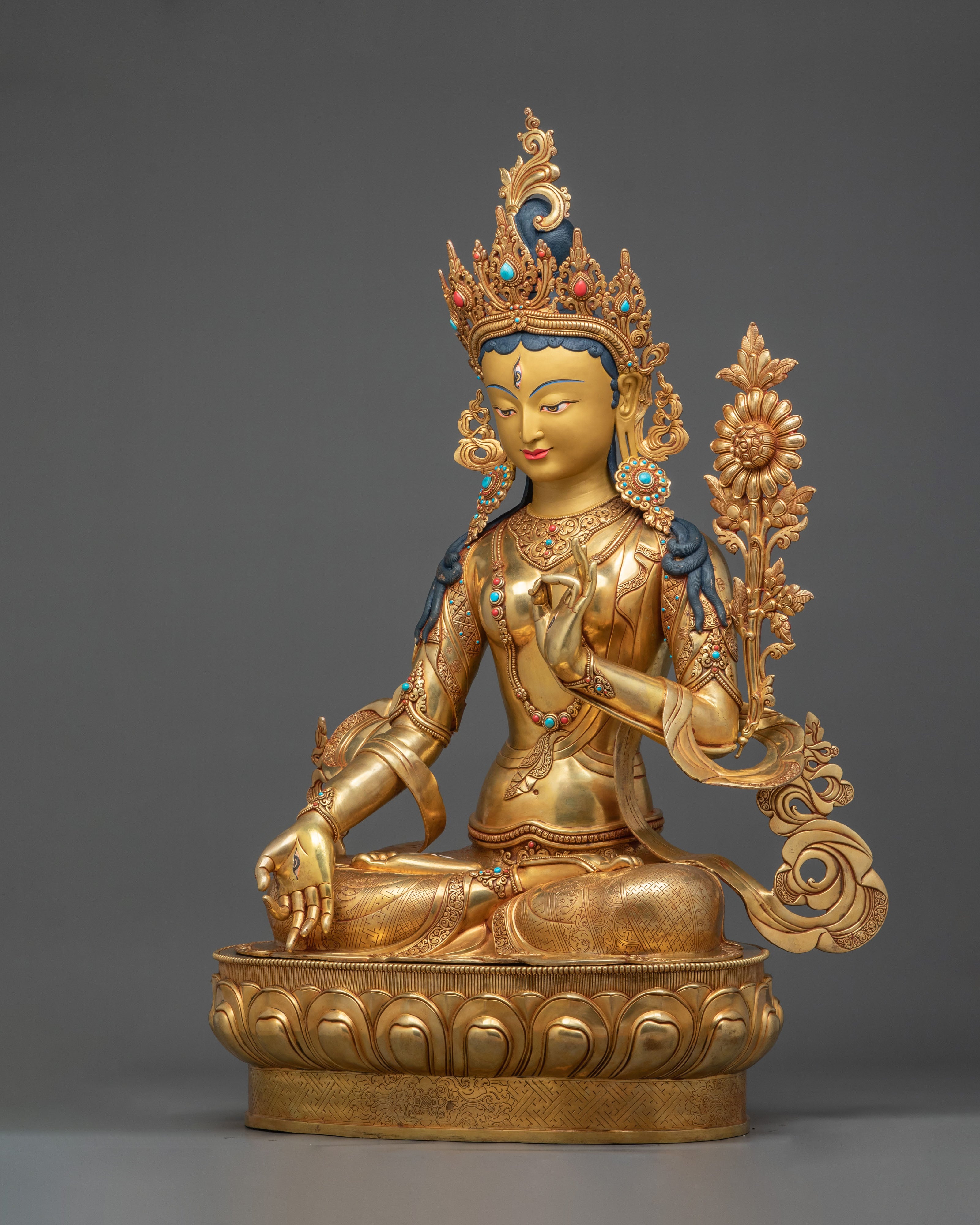 Goddess White Tara Statue | 104-cm 24K Gold Gilded Figurine