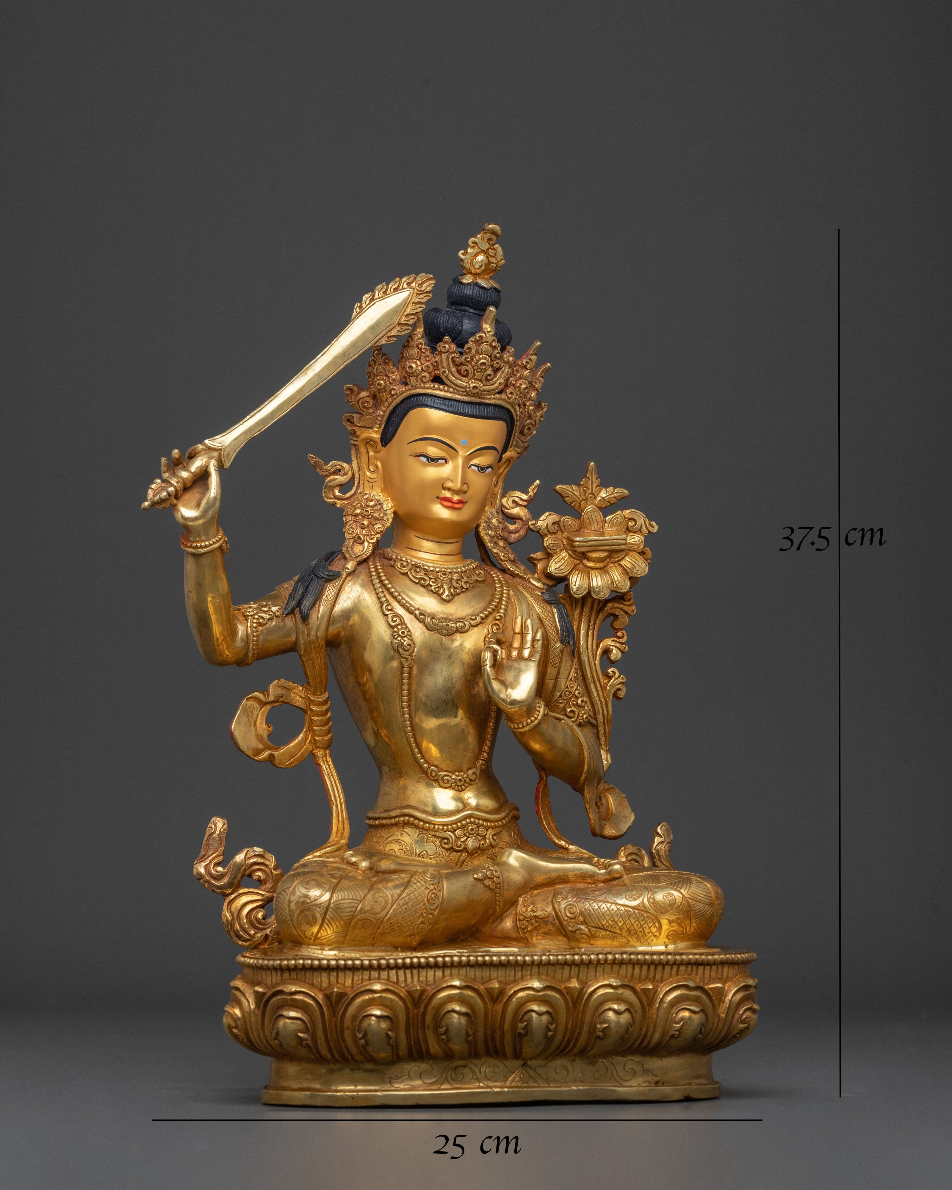 Wisdom Bodhisattva Manjushri Golden Figurine