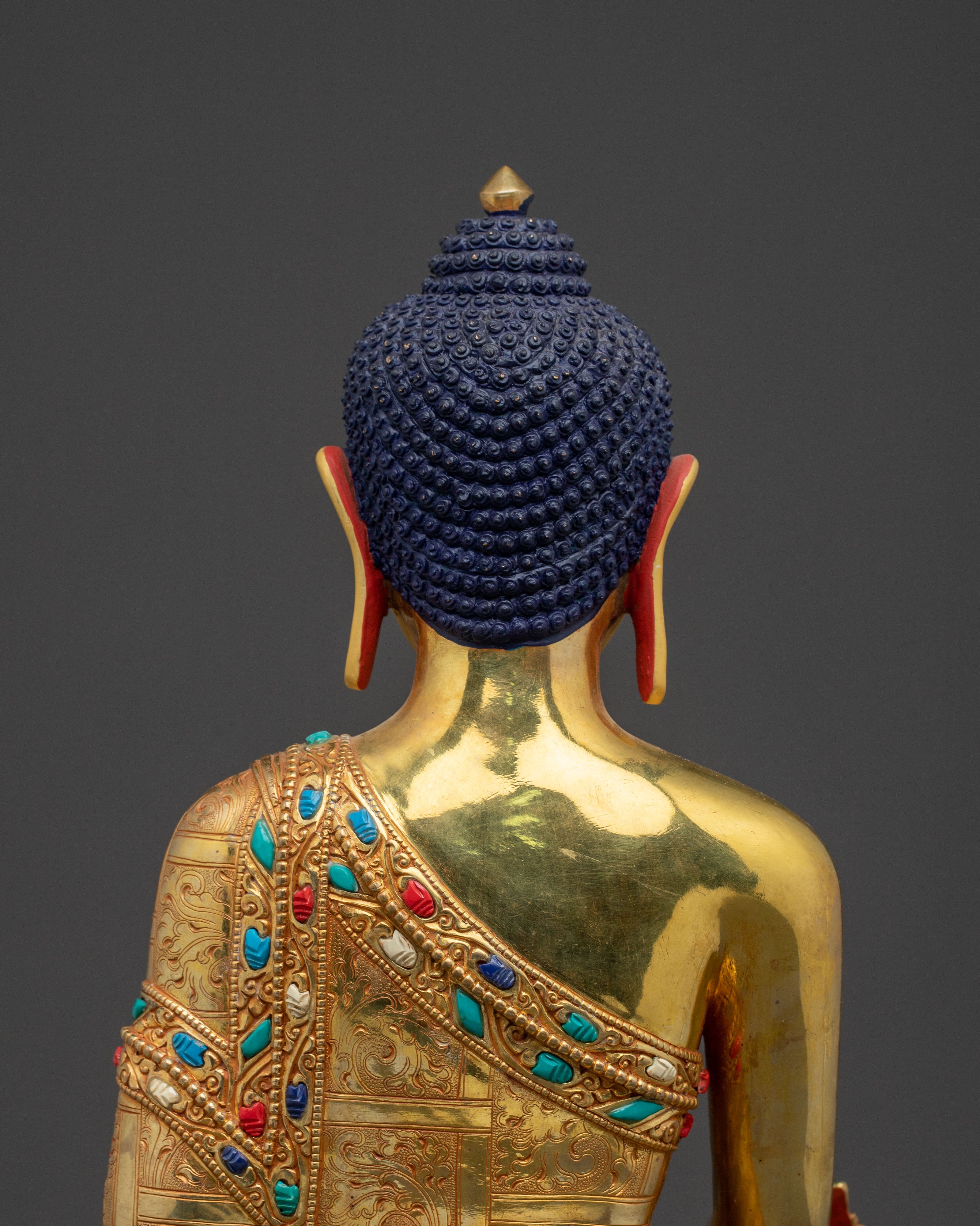 Medicine Buddha Sacred Altar Statue: 24K Gold Gilded