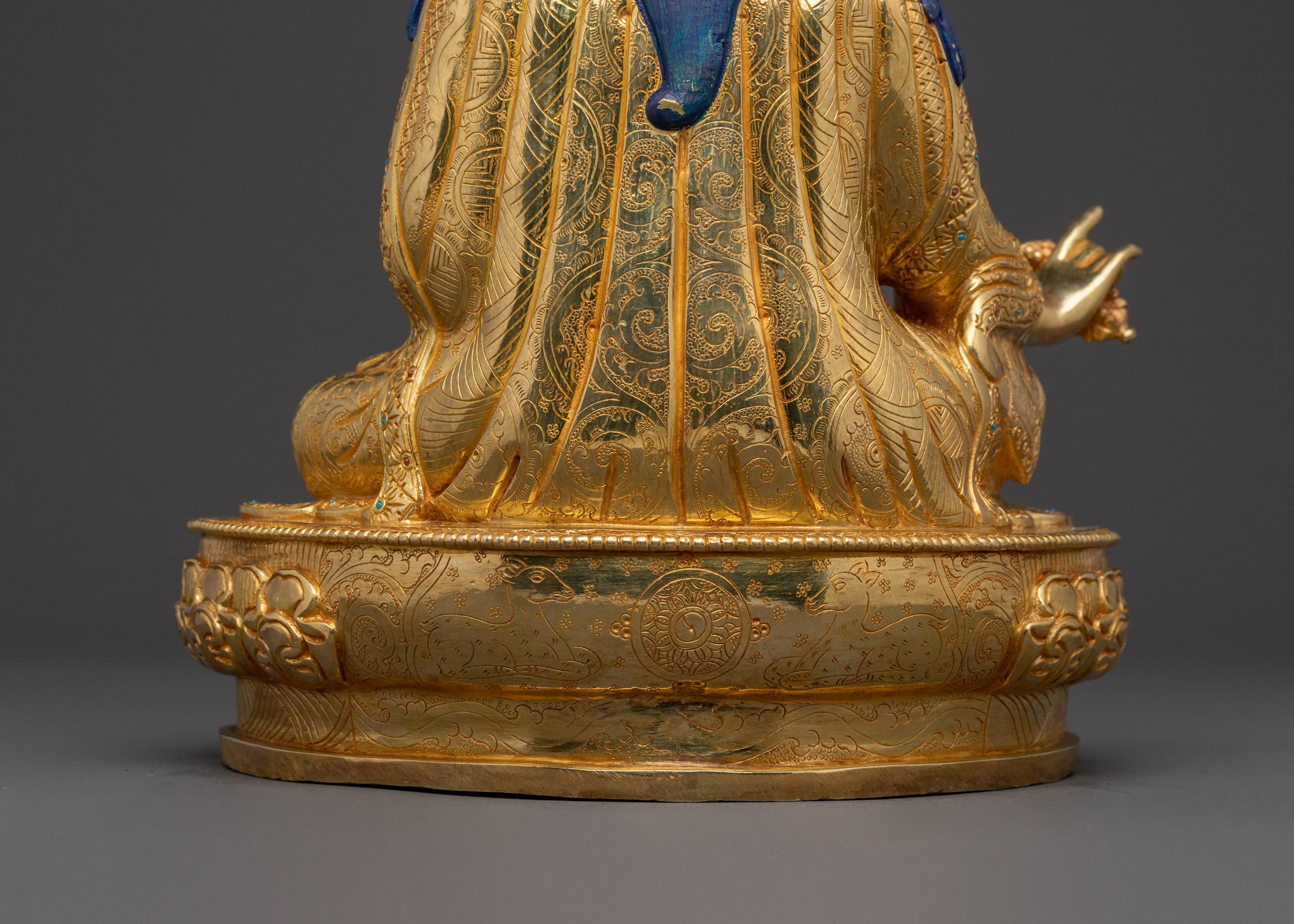 The Lotus Born Guru Rinpoche Statue – Exquisite Gilded Copper Statue