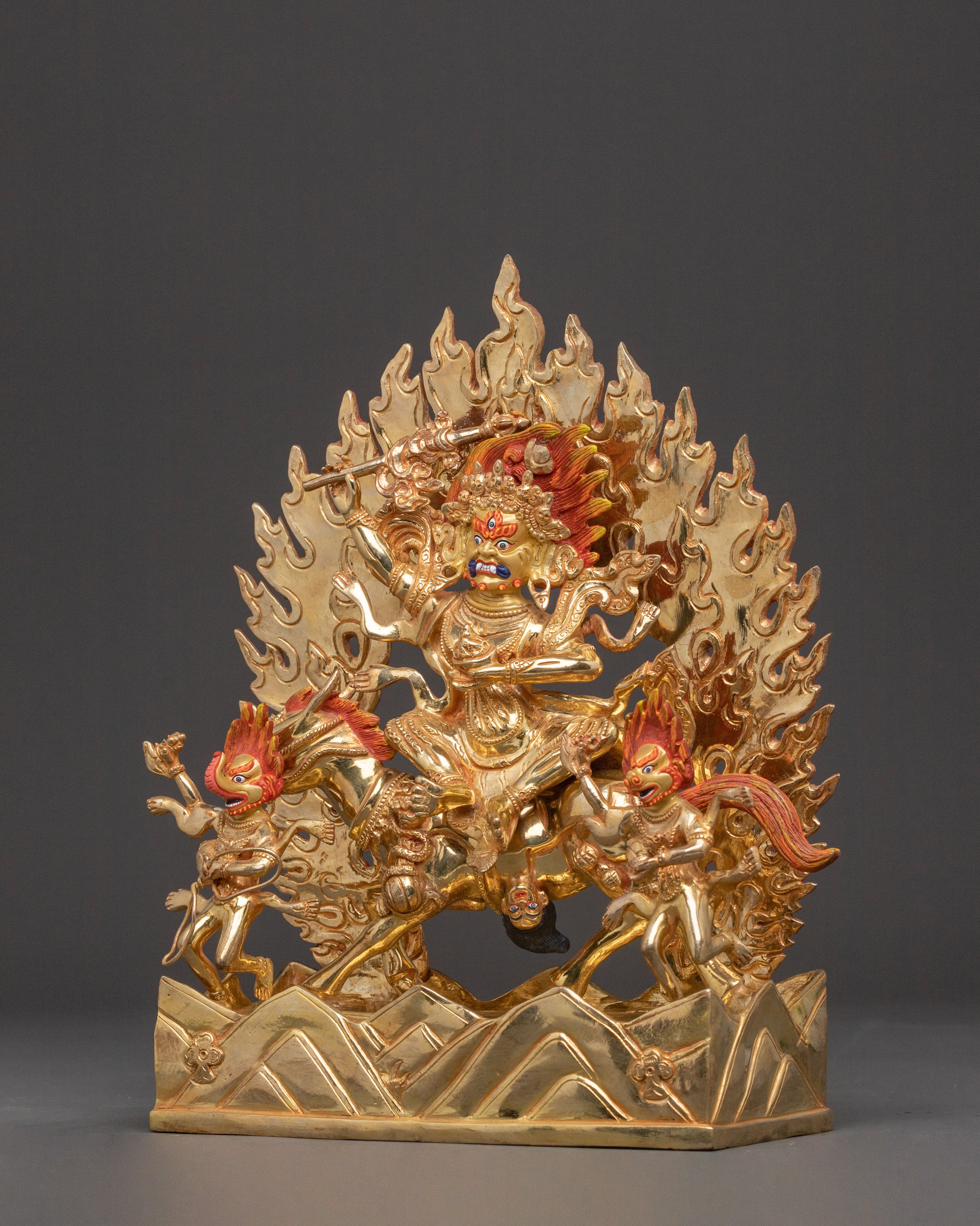 Palden Lhamo Wrathful Statue – Hand-Gilded Copper Art