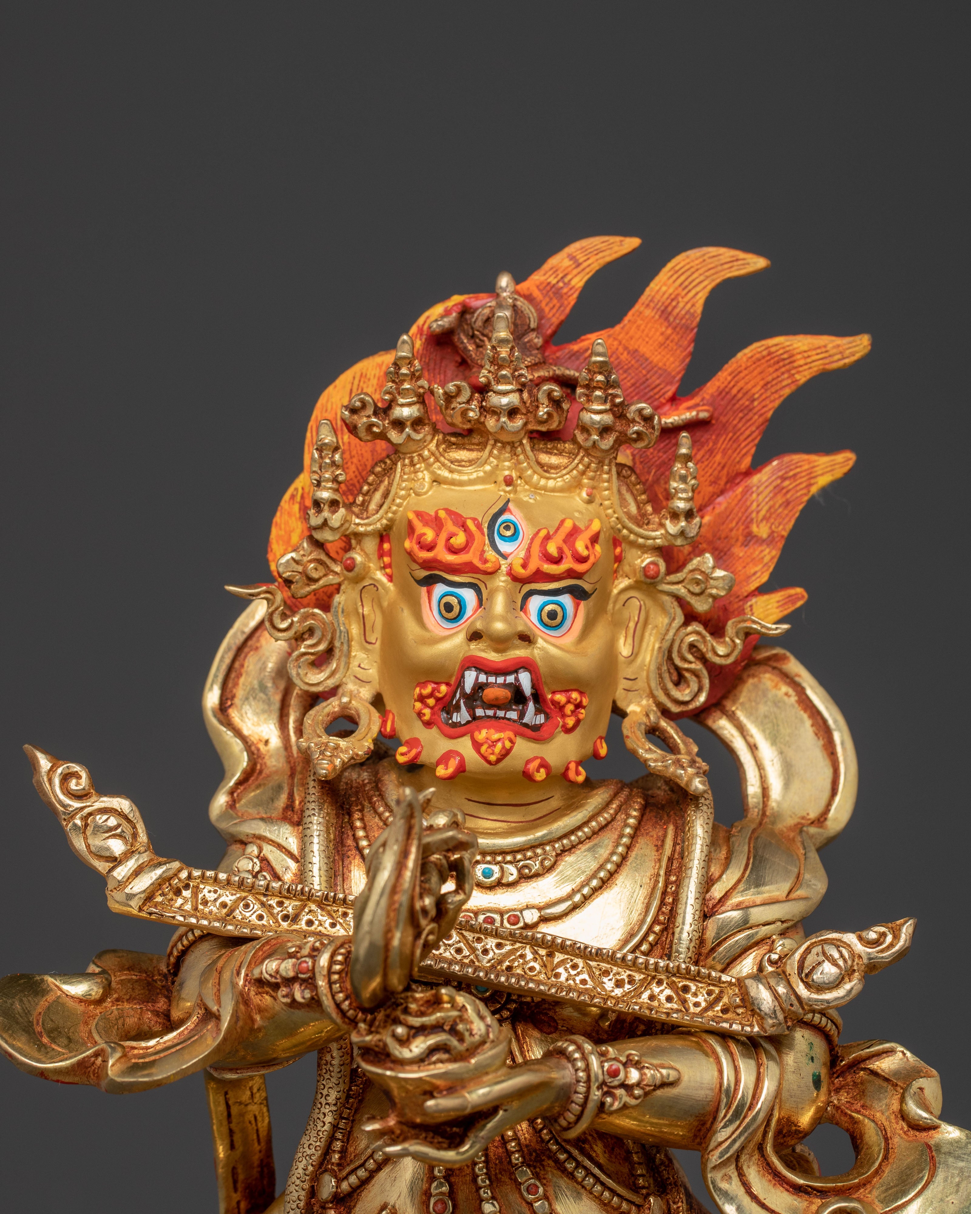 Shakya Mahakala Holy Statue | Hand-Gilded Copper Art