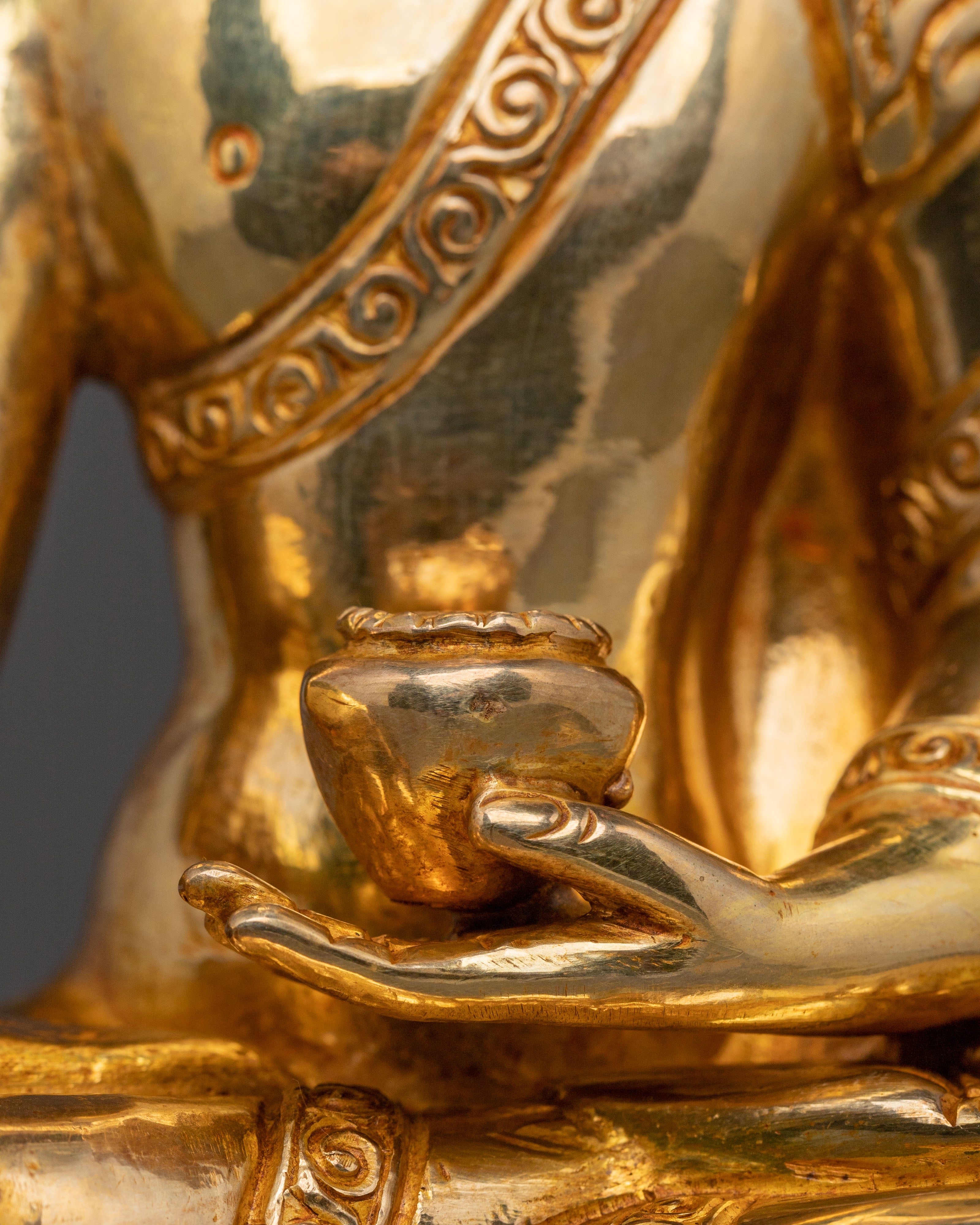 Shakyamuni Blessing Statue: 24K Gold Gilded