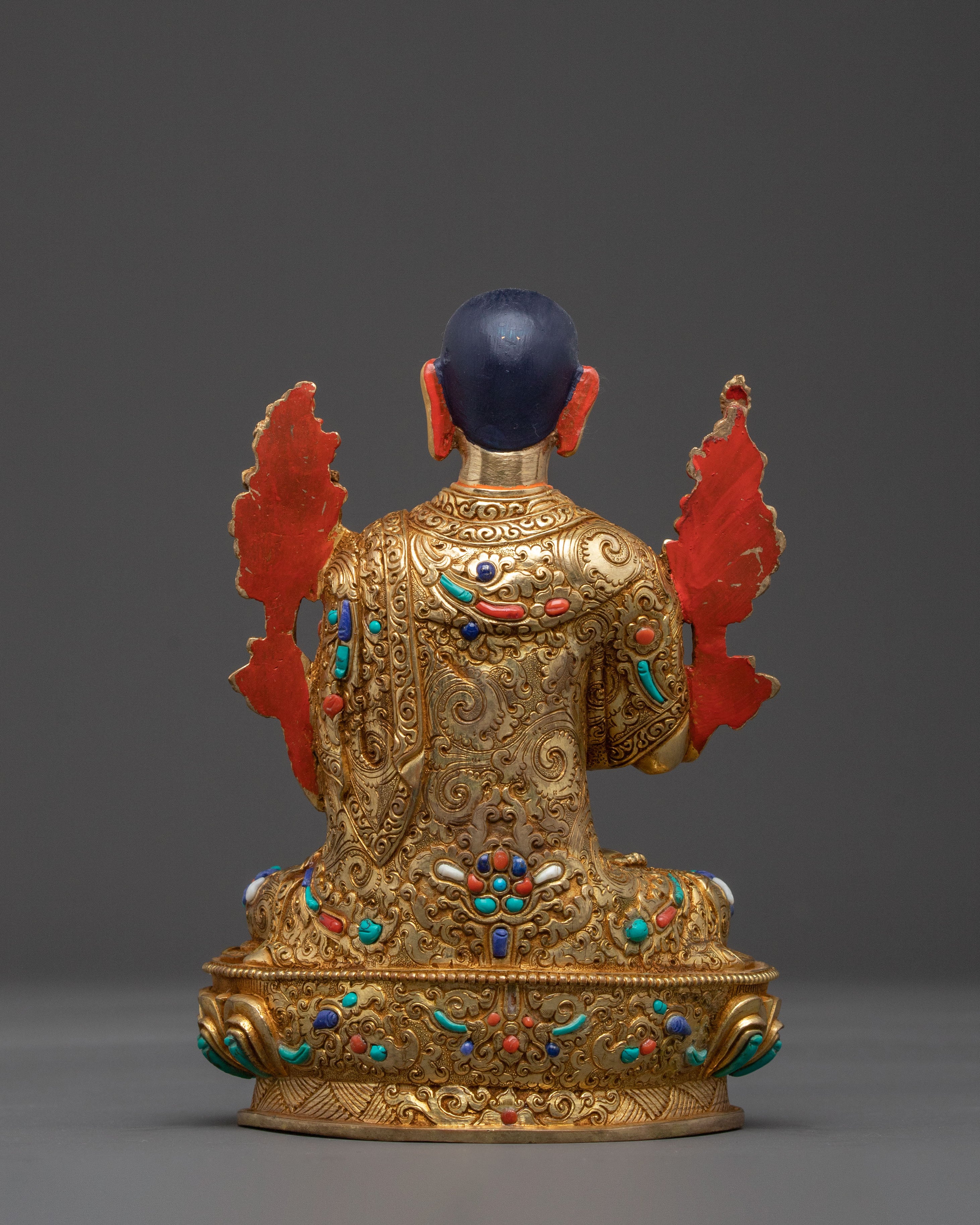 Tsongkhapa Set 24K Gold Gilded Copper Statue