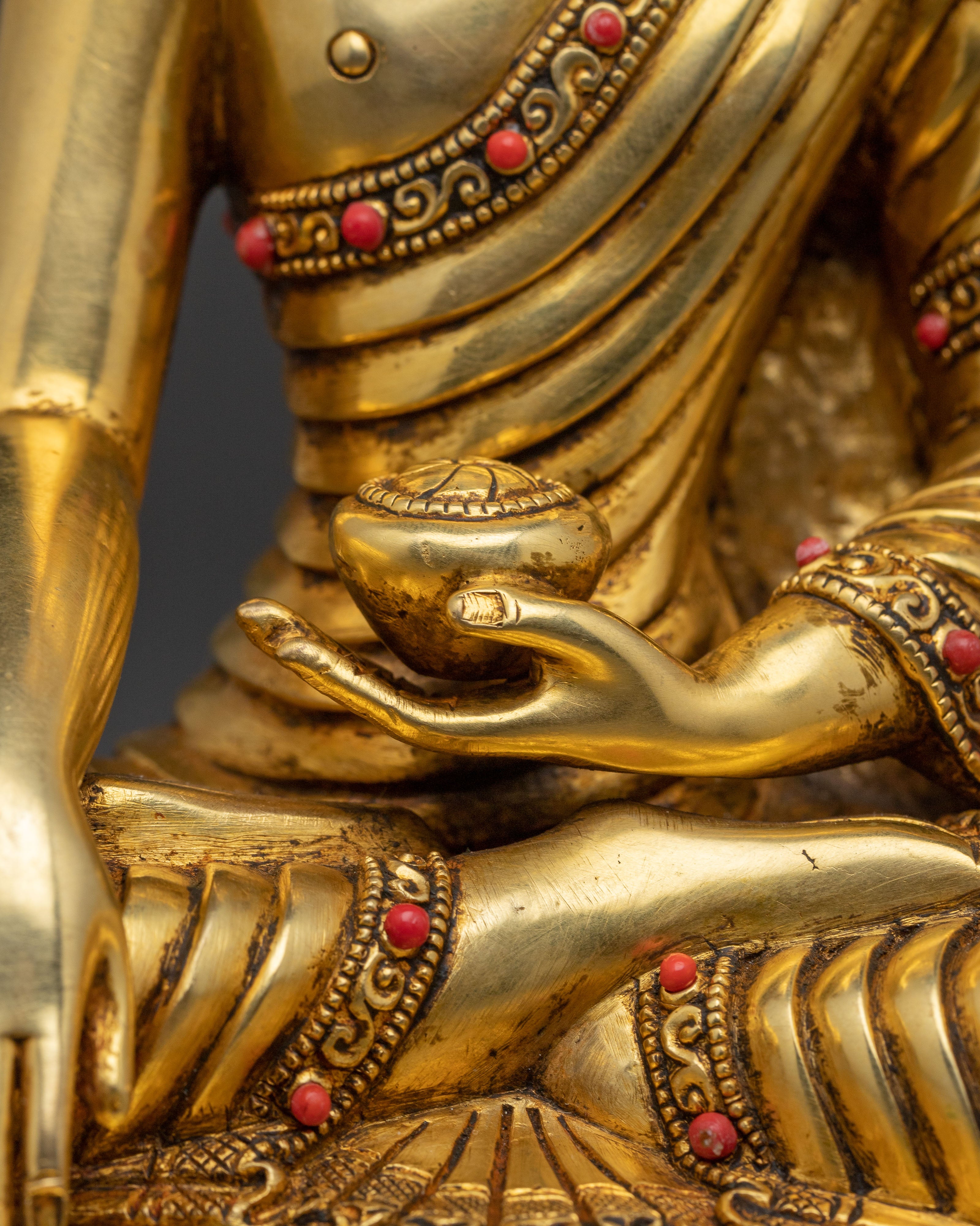 A 24K Gold Gilded Statue of Three Buddha Set: Sacred Harmony