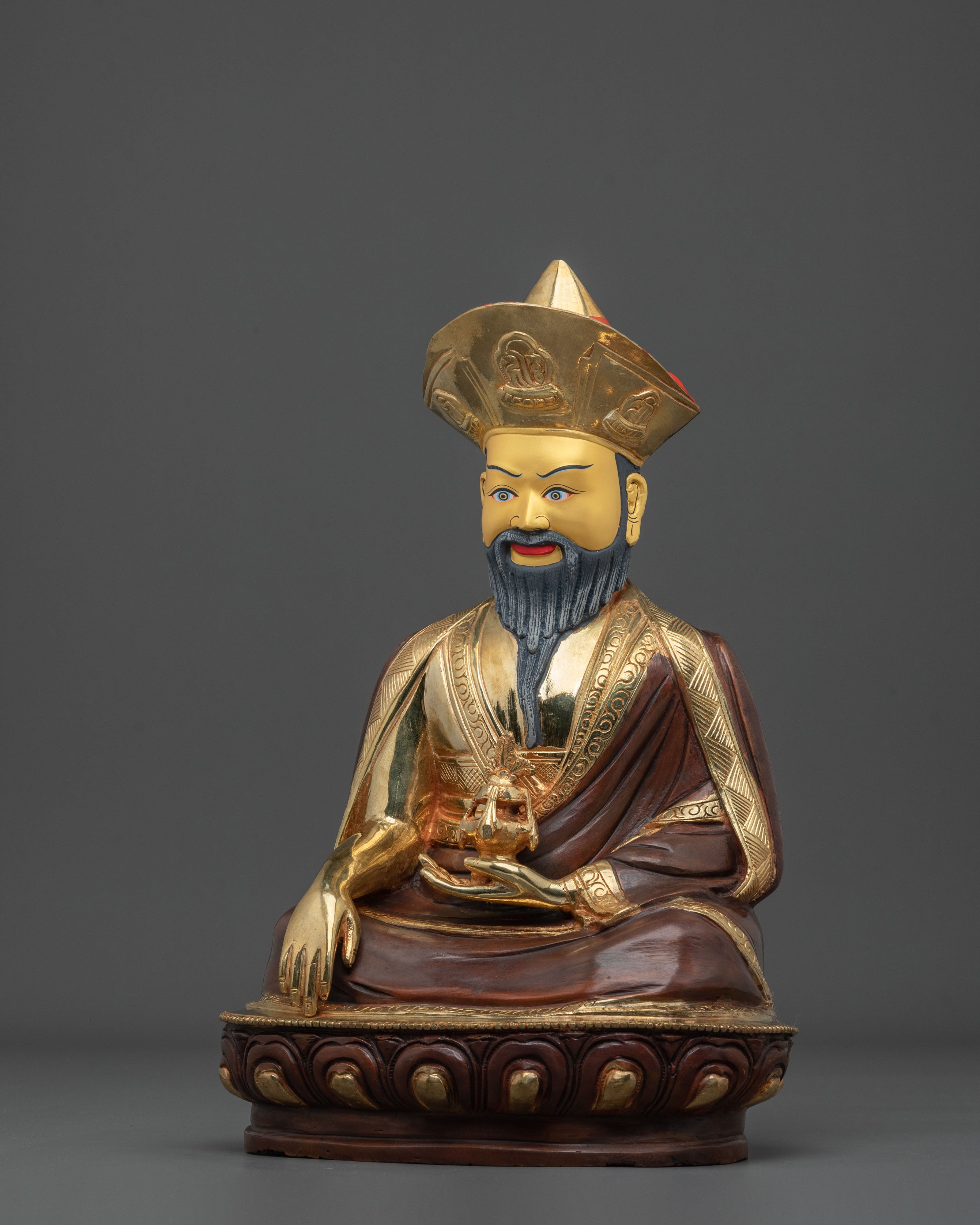 Guru Shapdum 24K Gold Coated Statue | Sacred Copper Artistry