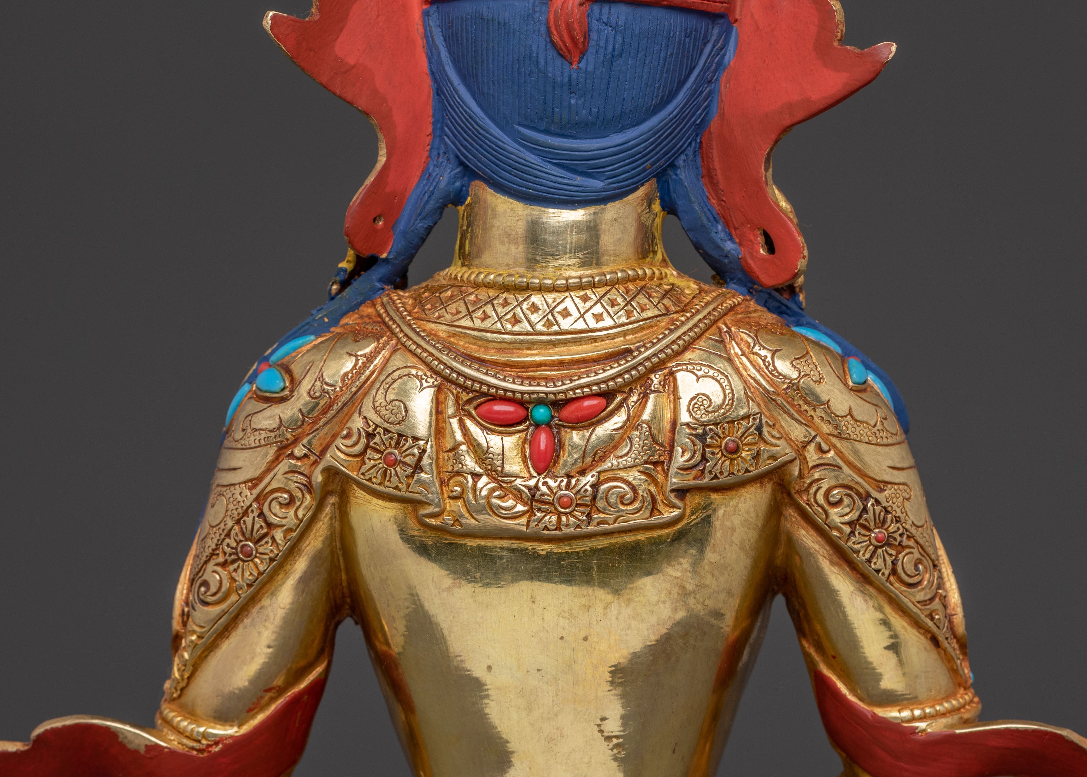 Amitayus Sacred Handcrafted Statue: 24K Gold Gilded Masterpiece