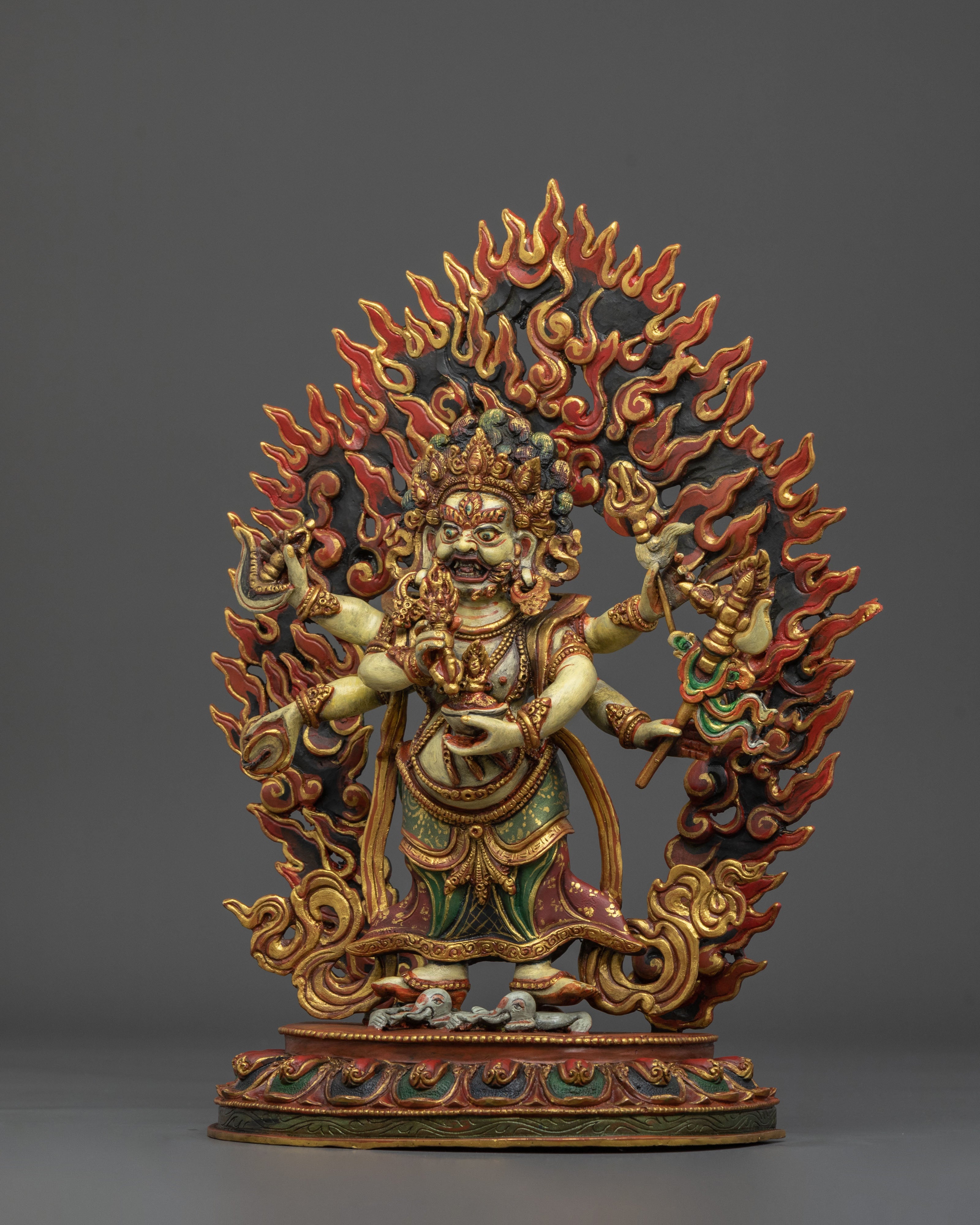 White Mahakala Statue | Fierce Buddhist Protector
