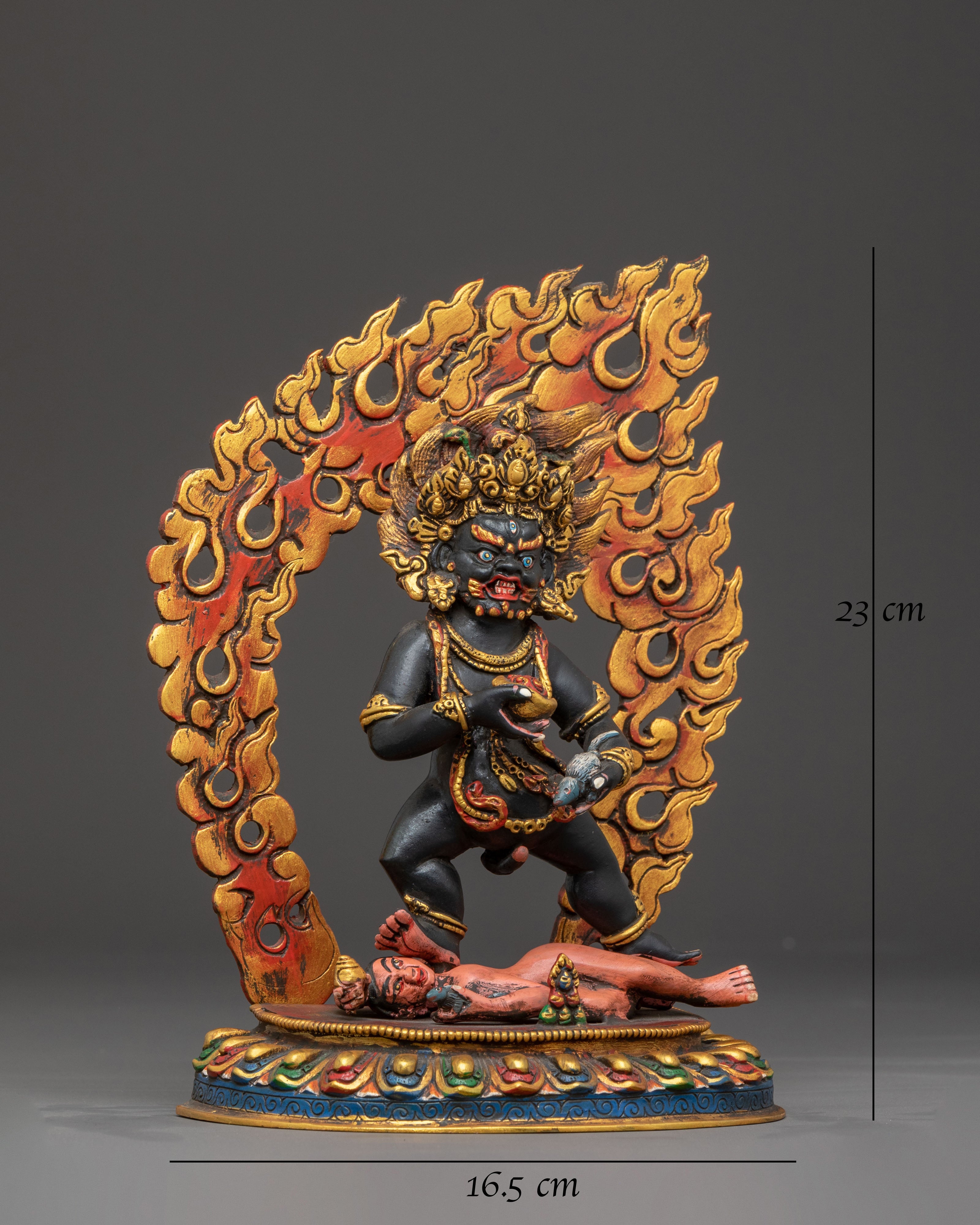 Black Dzambhala Tibetan Statue: Hand-Painted Copper Art