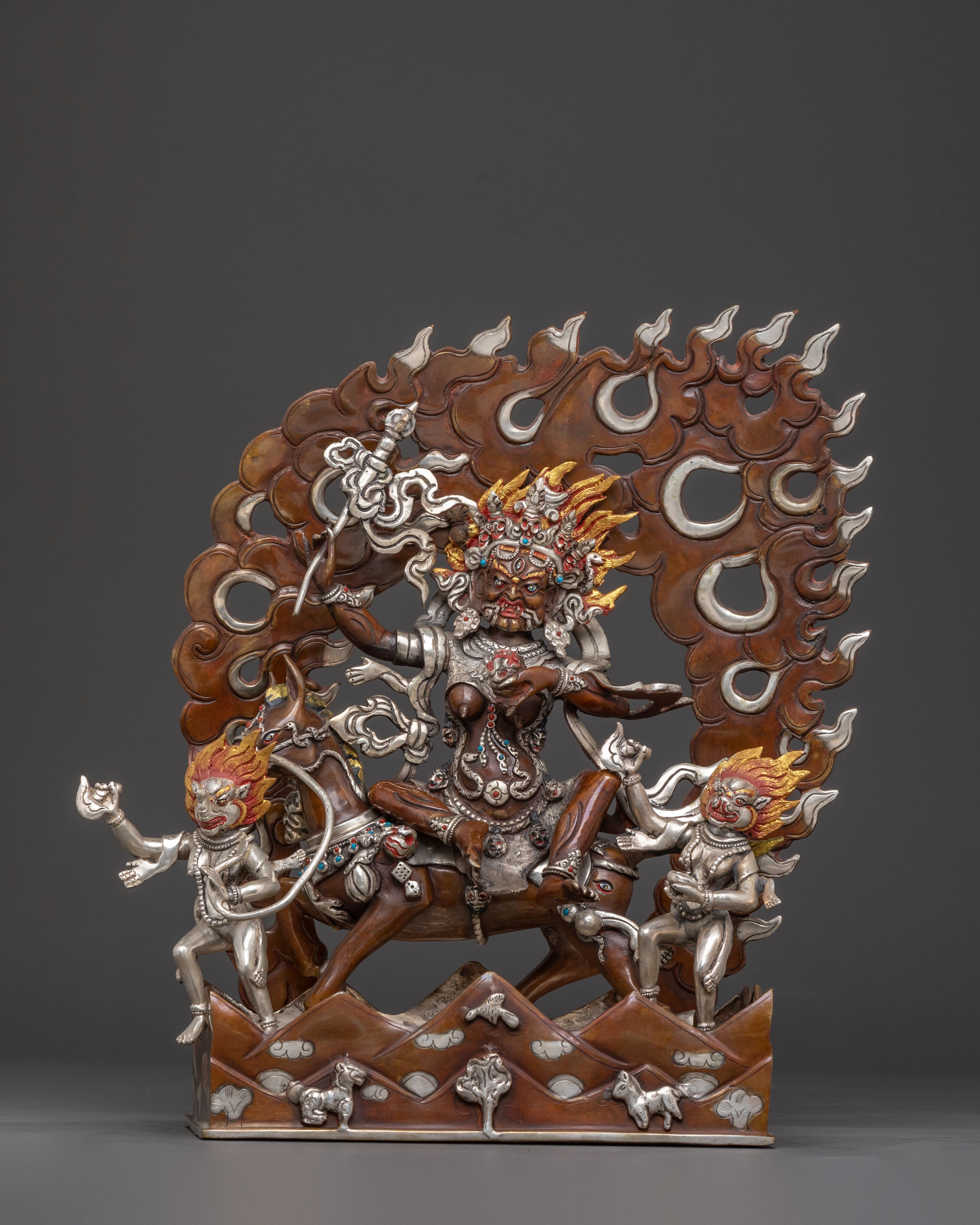 Palden Lhamo Sacred Copper Statue | Buddhist Guardian Sculpture