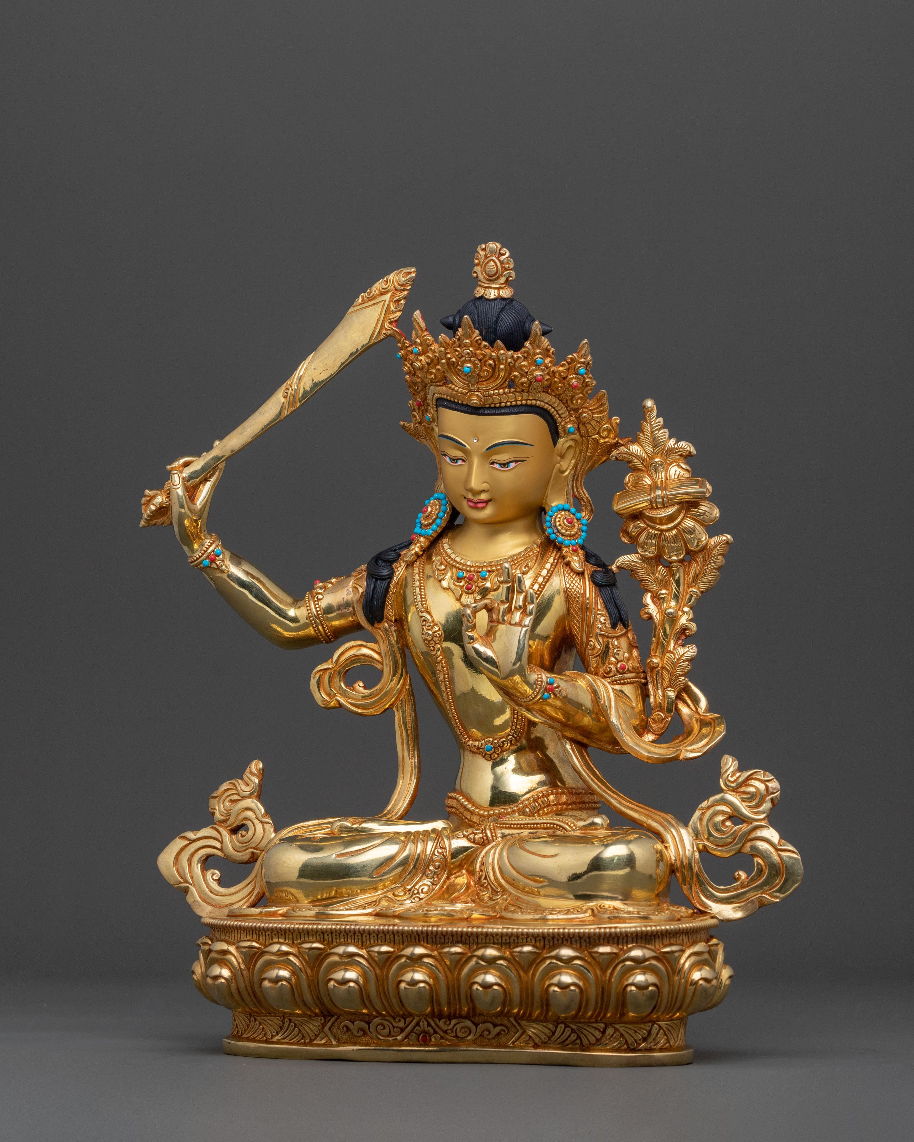 Sacred Manjushri Statue for Meditation | Buddhist Altar Sculpture