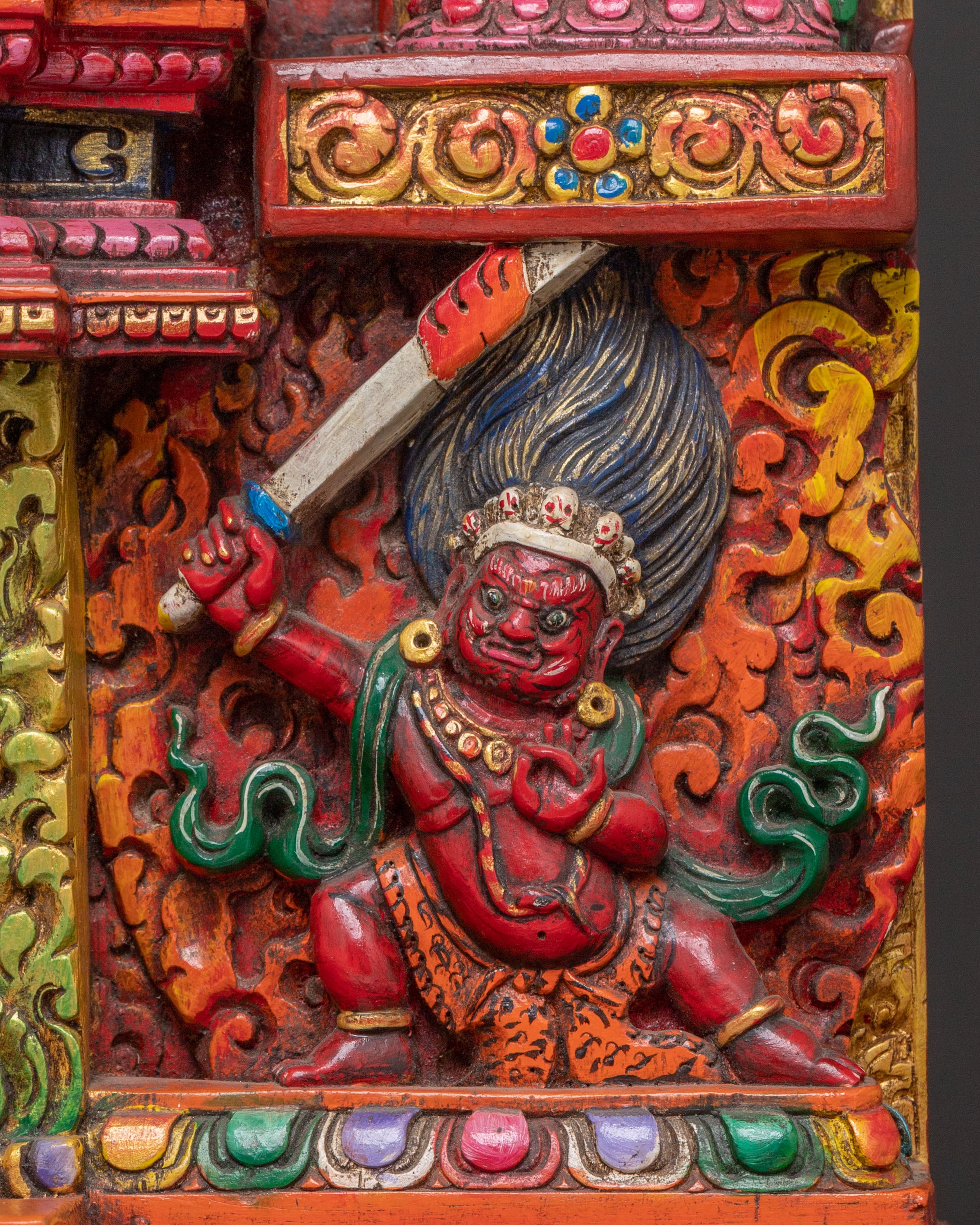 Green Tara Sacred Wooden Sculpture | Himalayan Serenity