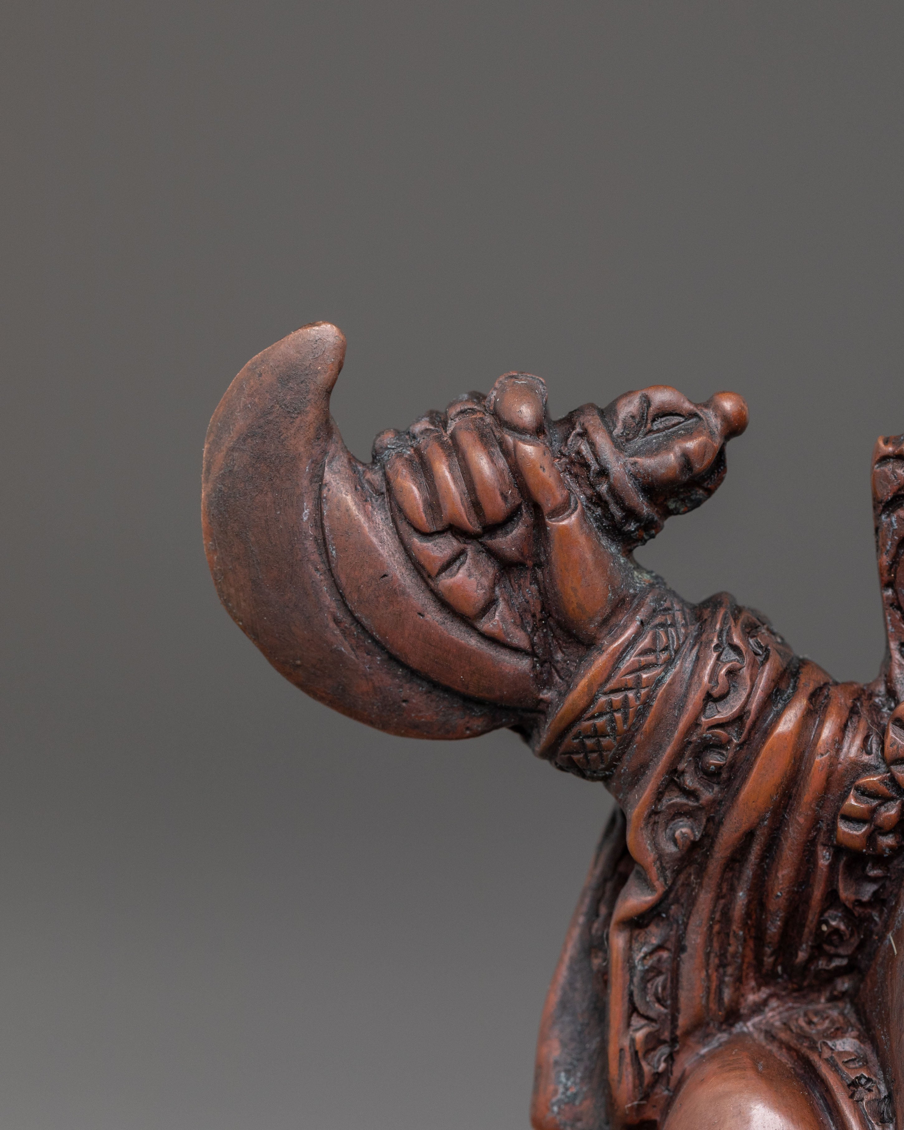 Mahakala Bernakchen Fierce Protector Statue | Oxidized Copper Masterpiece