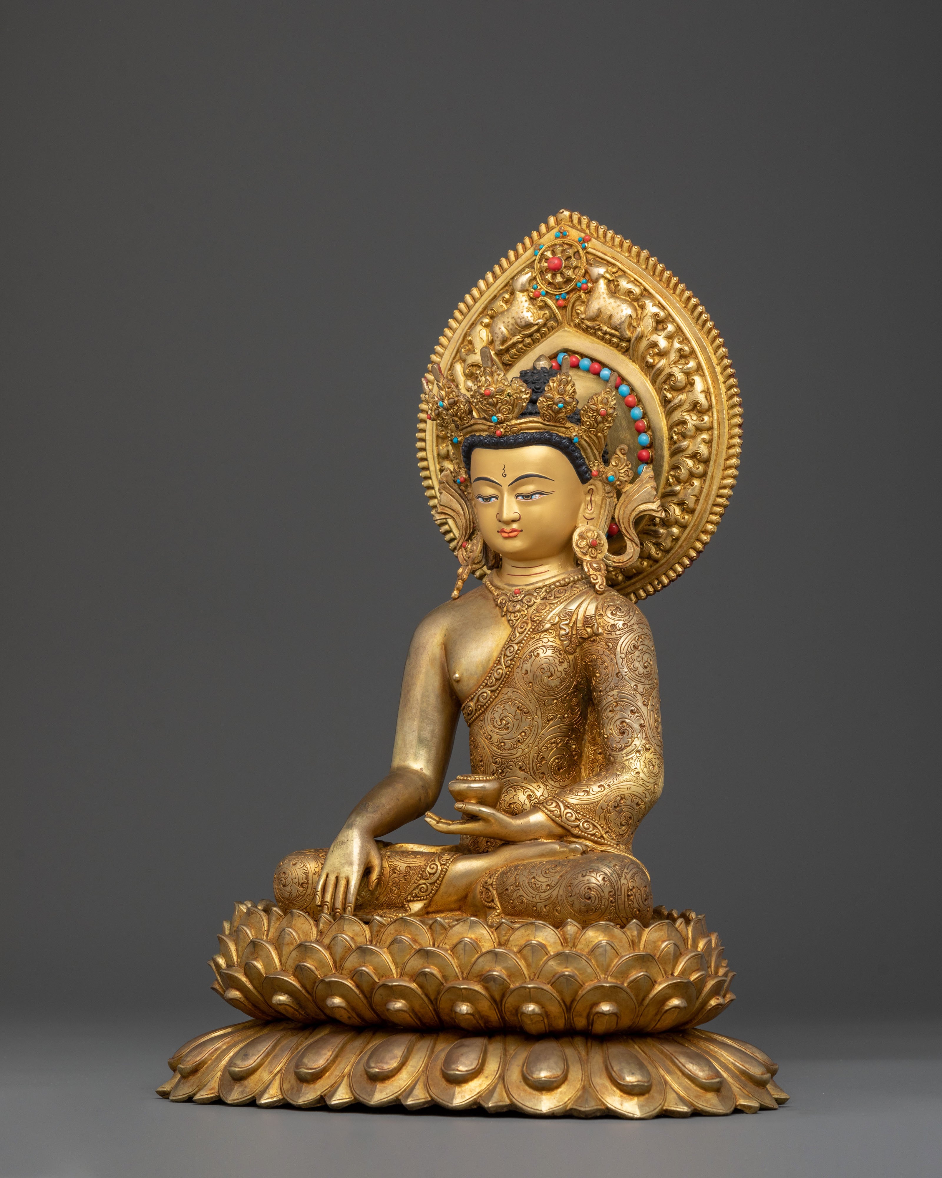 Shakyamuni Buddha Statue with Crown | Divine Figurine
