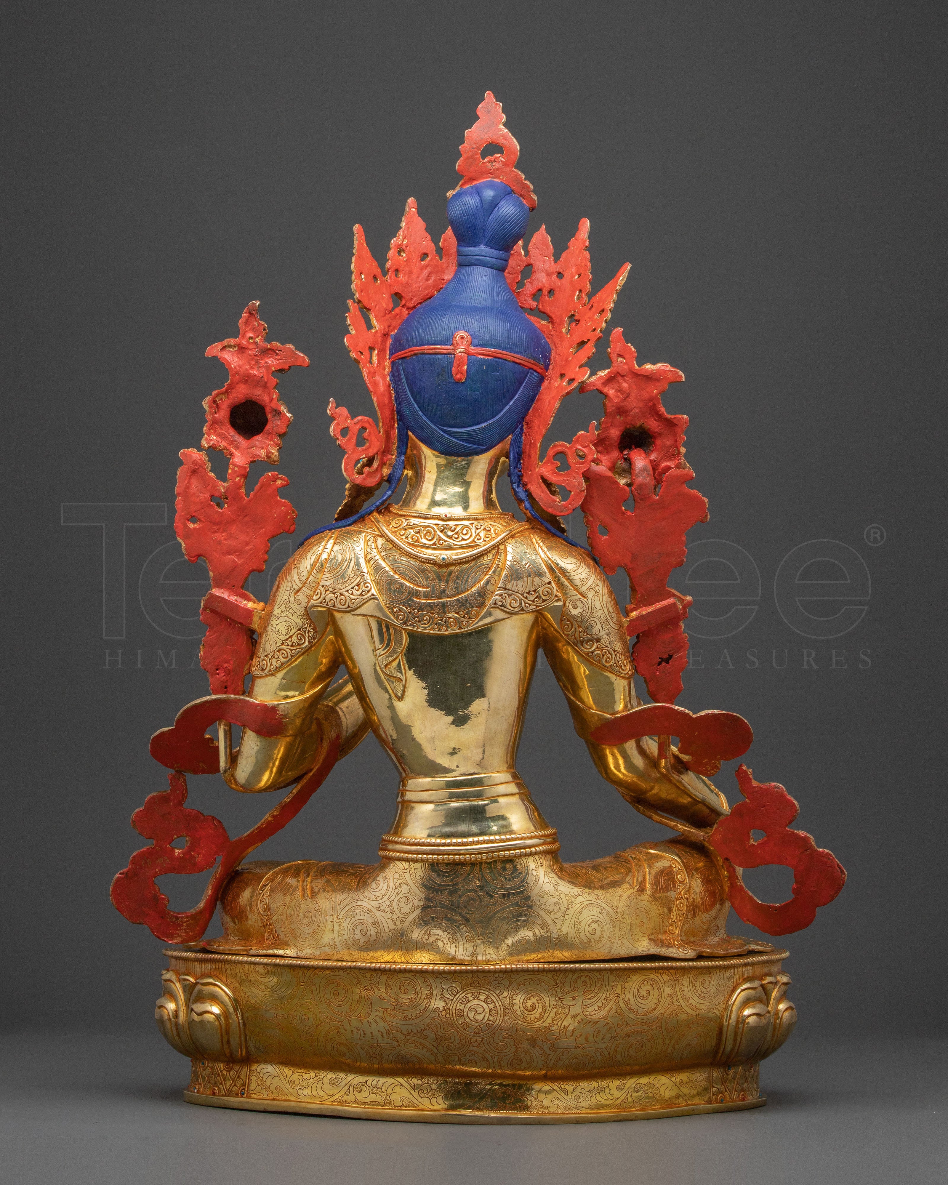 24K Gold Gilded Green Tara Spiritual Statue | Meditation Decor