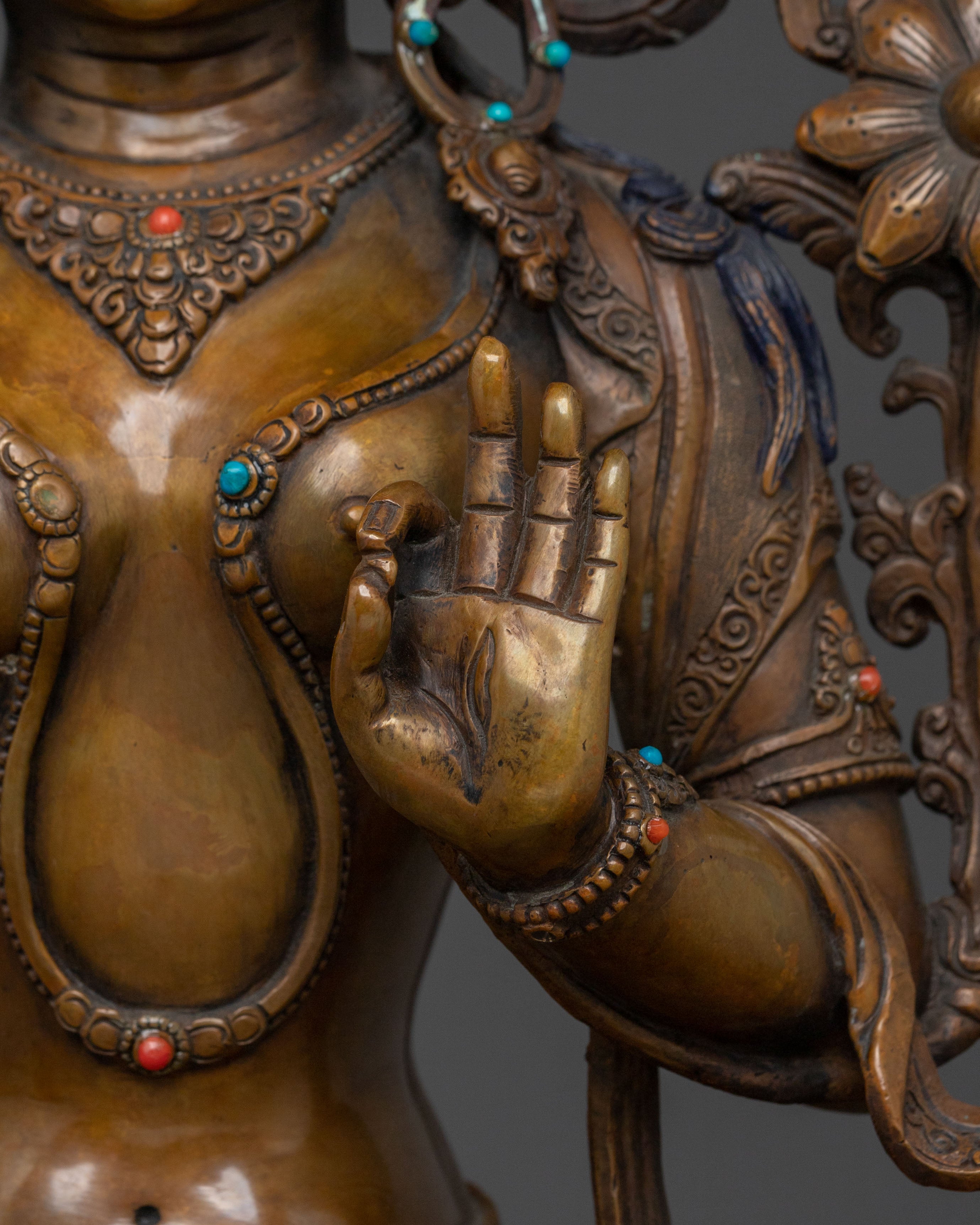 Guardian White Tara Spiritual Statue | Oxidized Copper Art