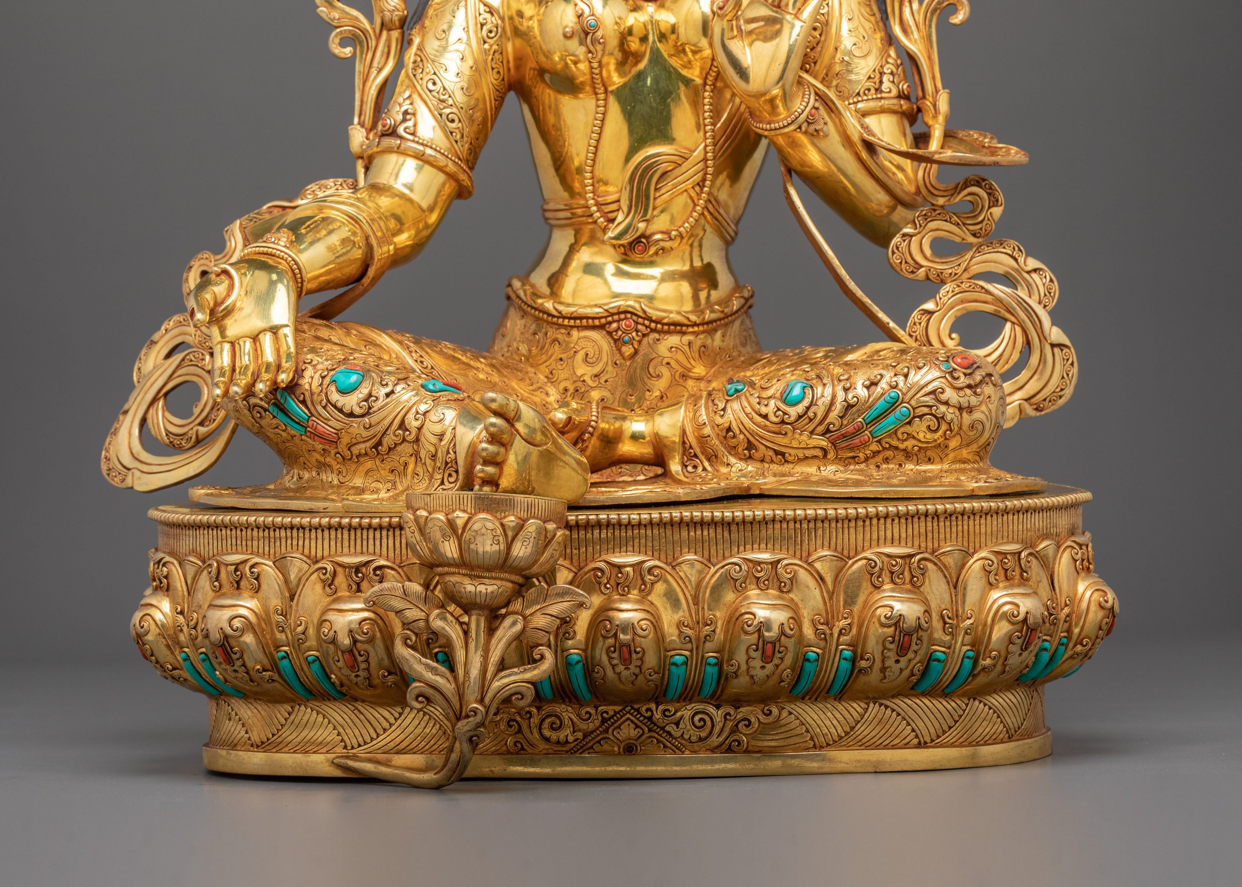 Mother Green Tara Statue | Copper Figurine for Altars